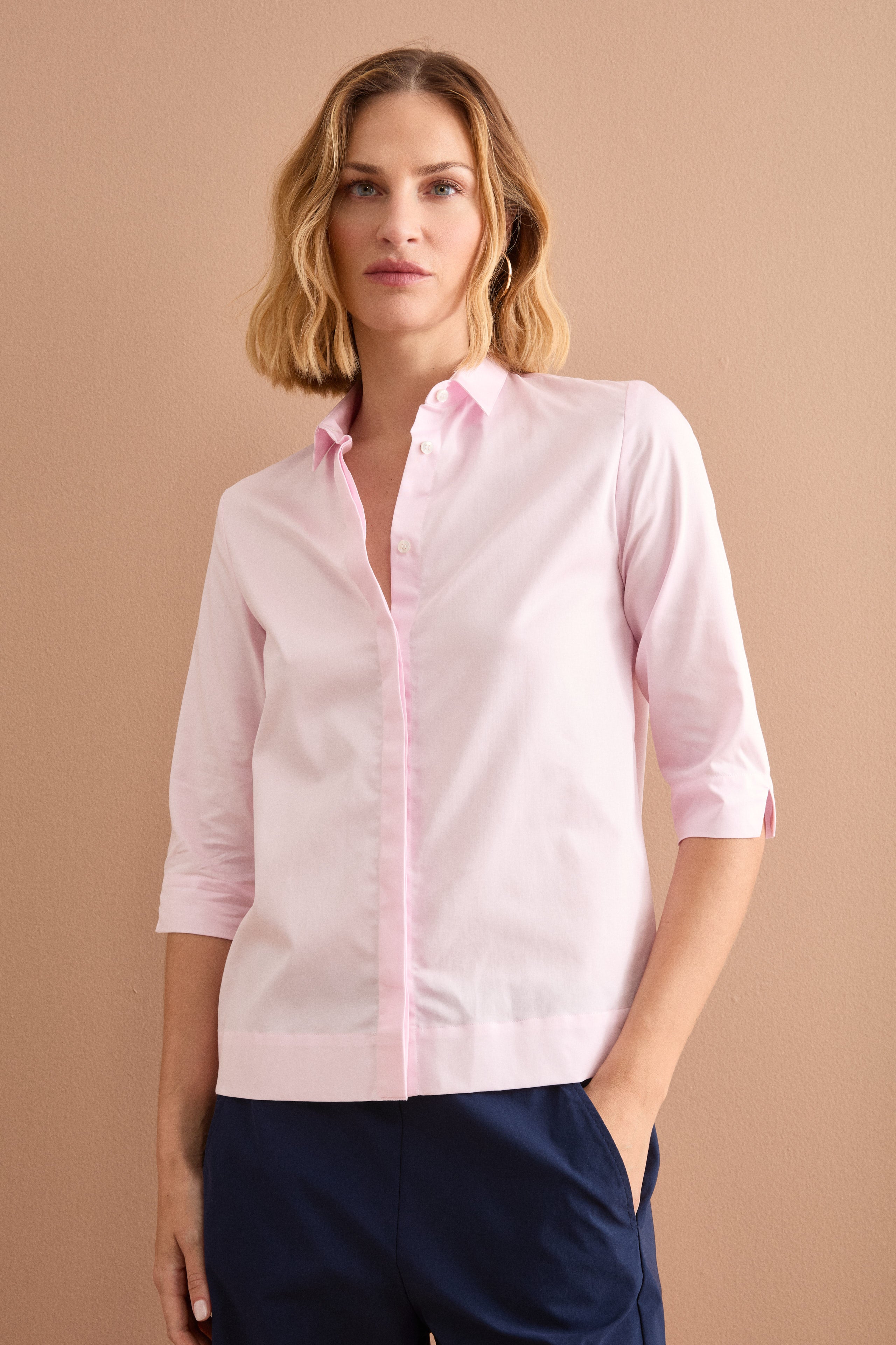 Camicia Boxy Donna con Collo Classico - ROSA