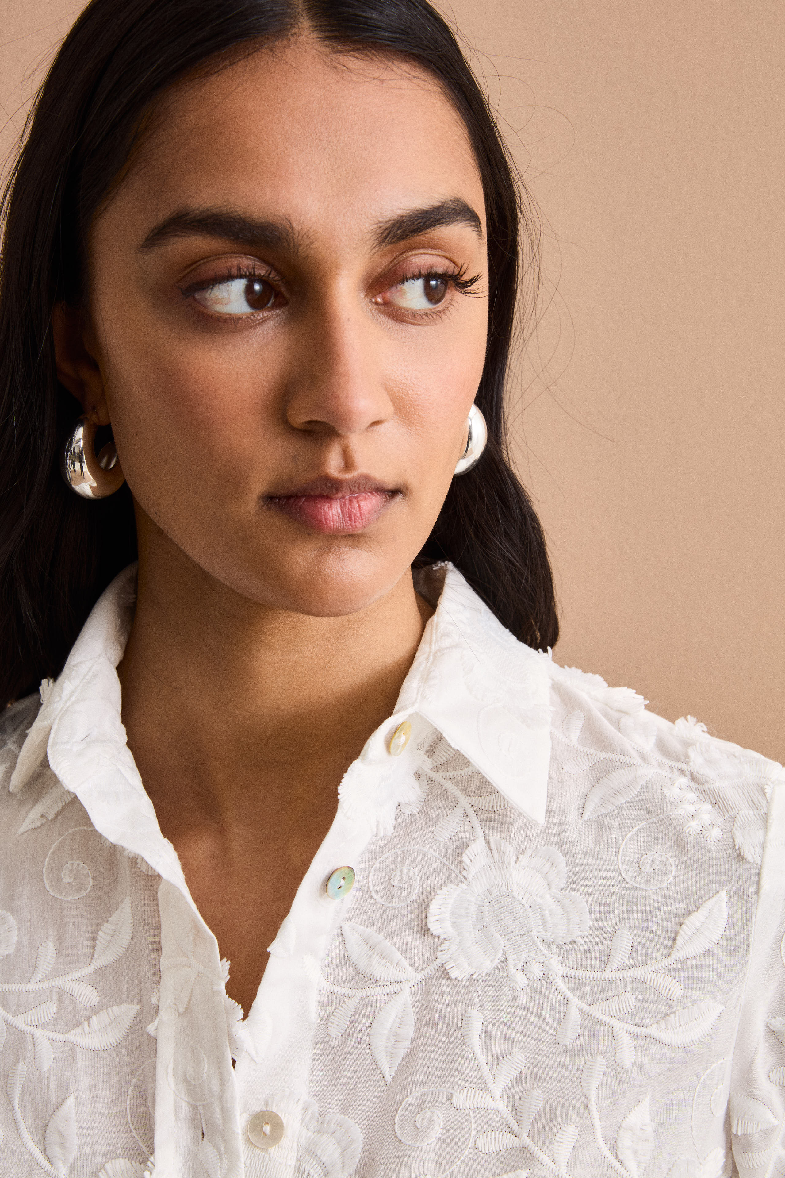 Camicia Fil Coupé Over in Misto Cotone - BIANCO