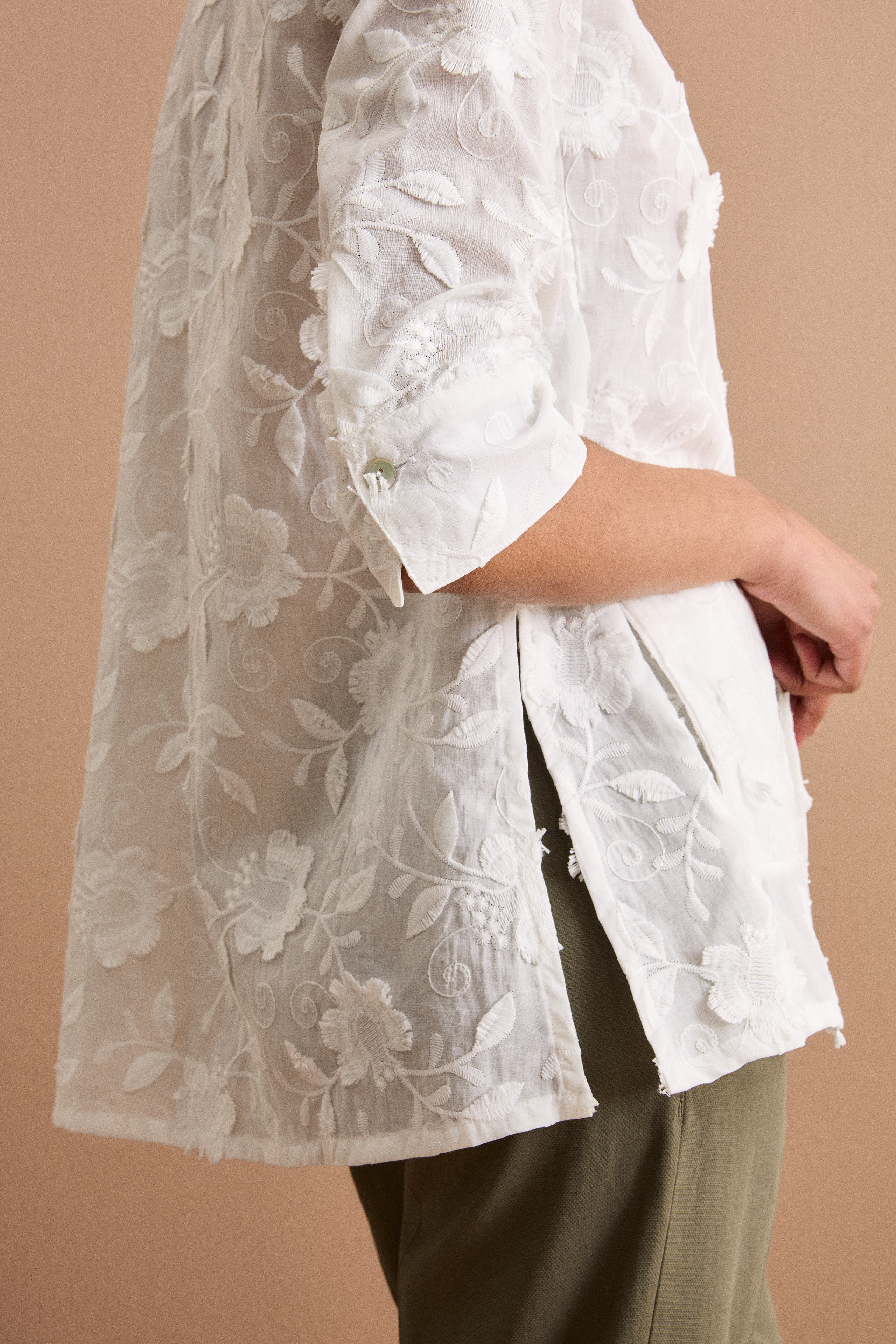 Camicia Fil Coupé Over in Misto Cotone - BIANCO