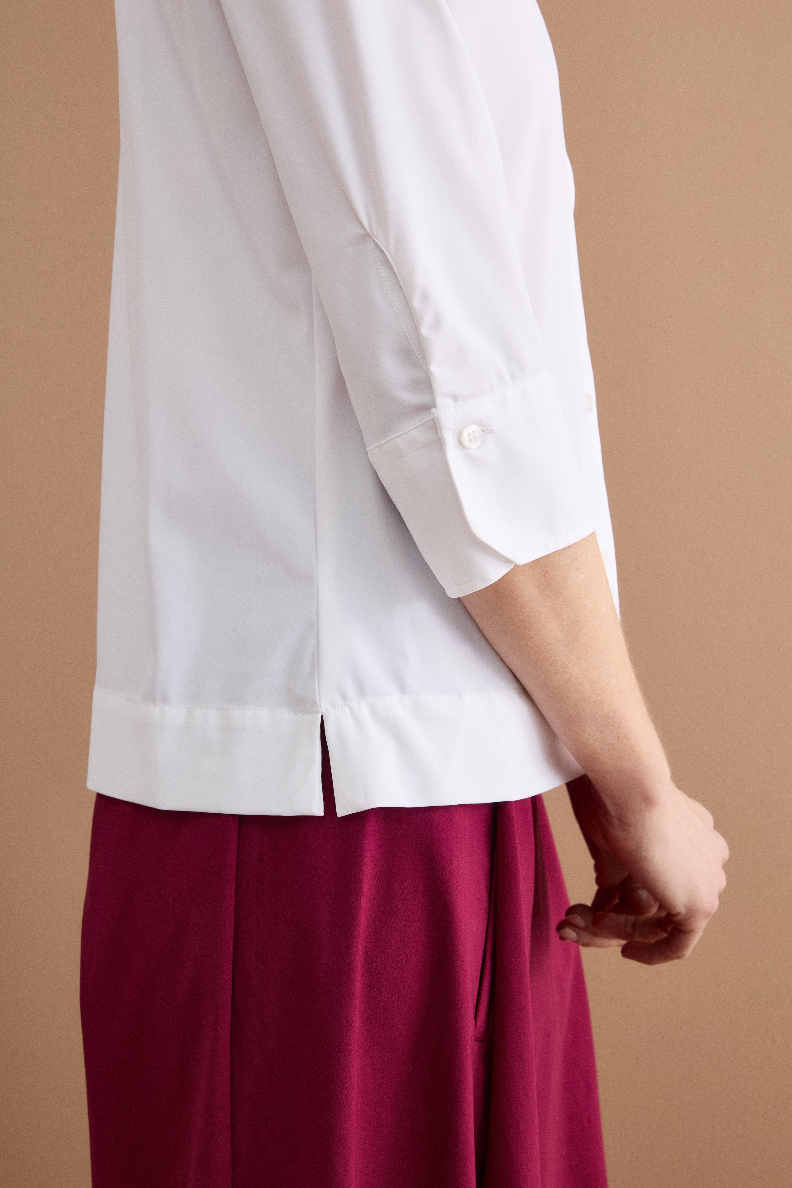 Camicia Tecnica Regular Fit con Collo Alto - BIANCO