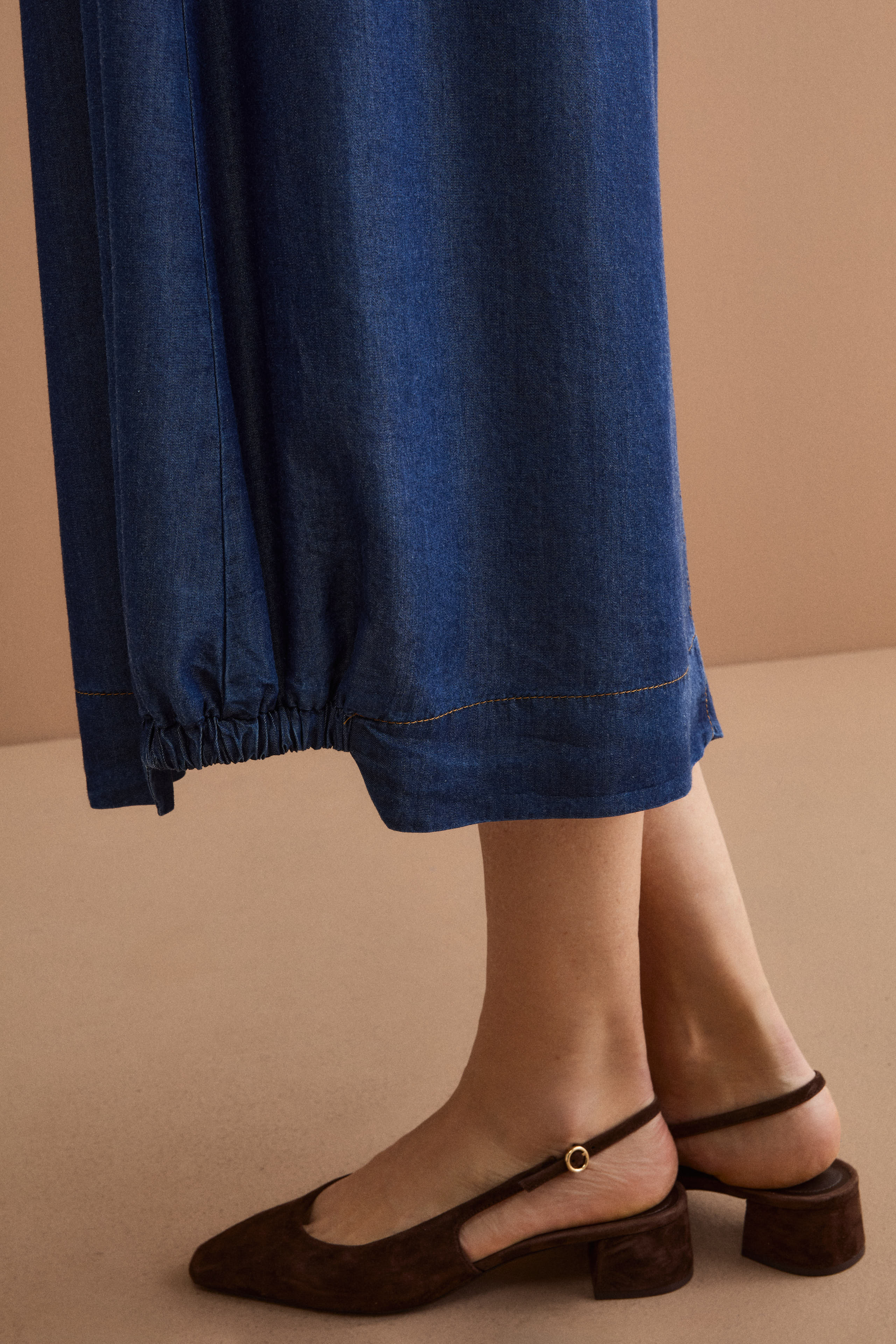 Gonna Lunga in Denim con Tasche - DENIM