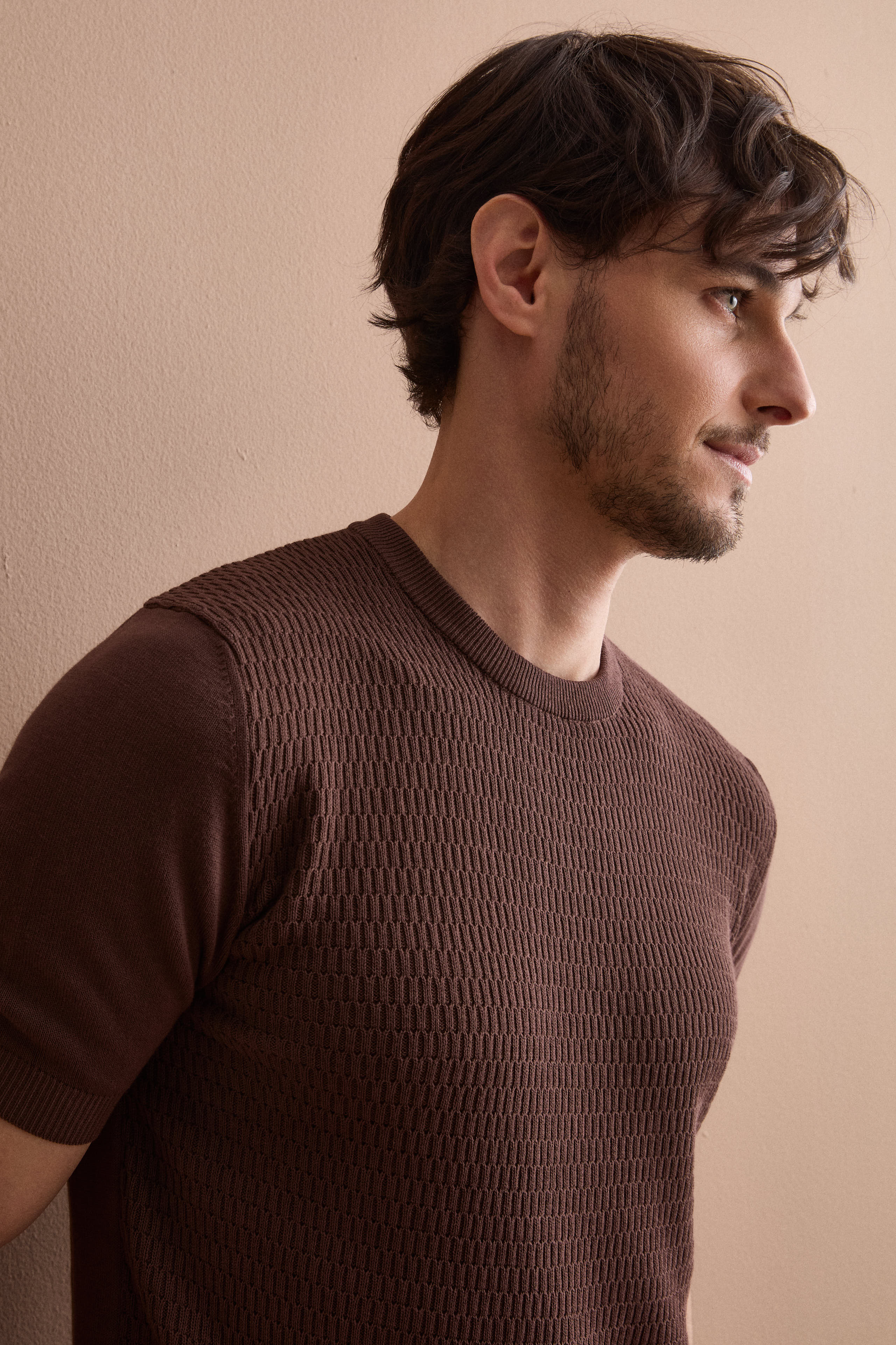 Maglia Casual in Cotone Crêpe - MARRONE