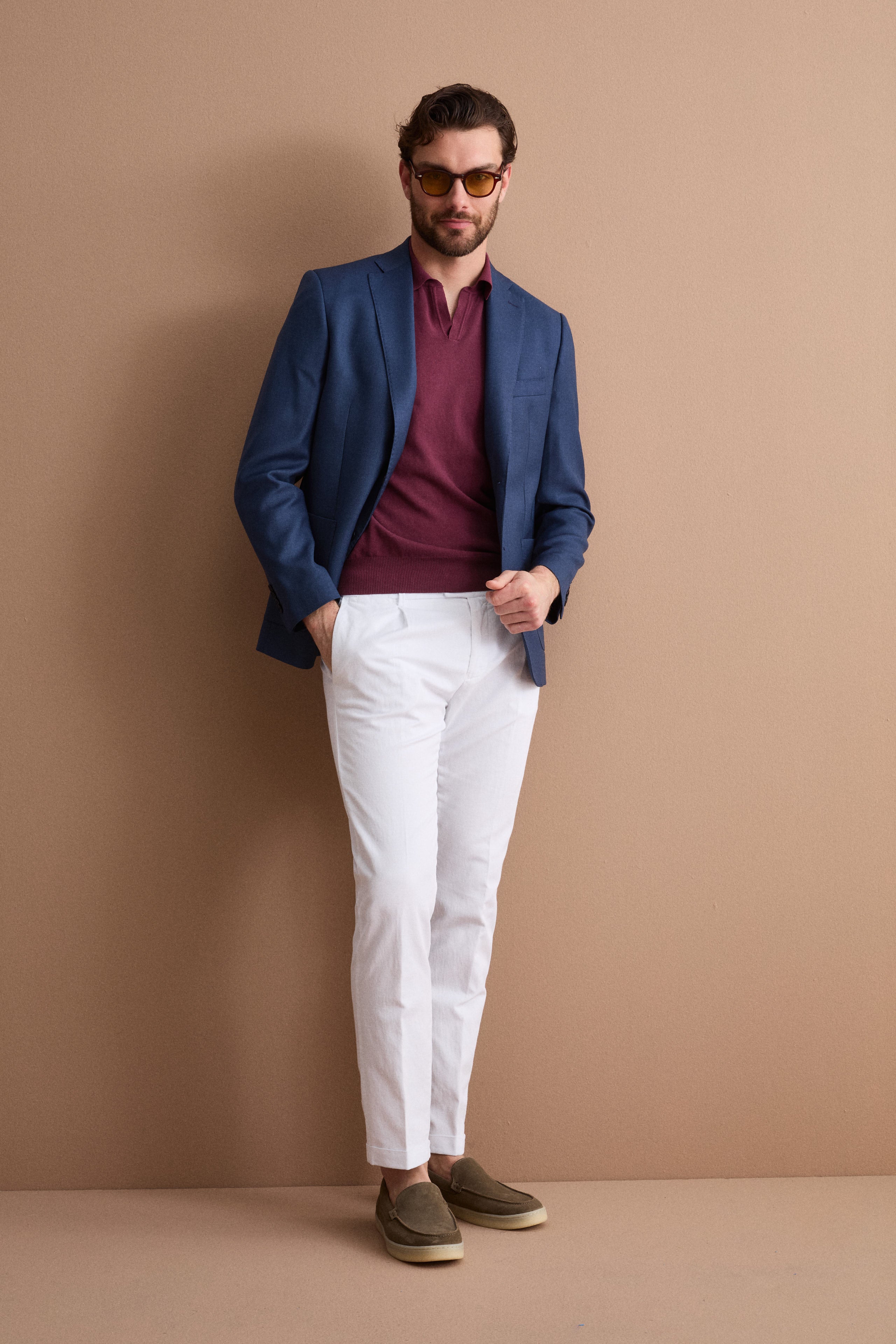 Pantalone Carrot in Misto Lino con Pinces e Risvolto - BIANCO