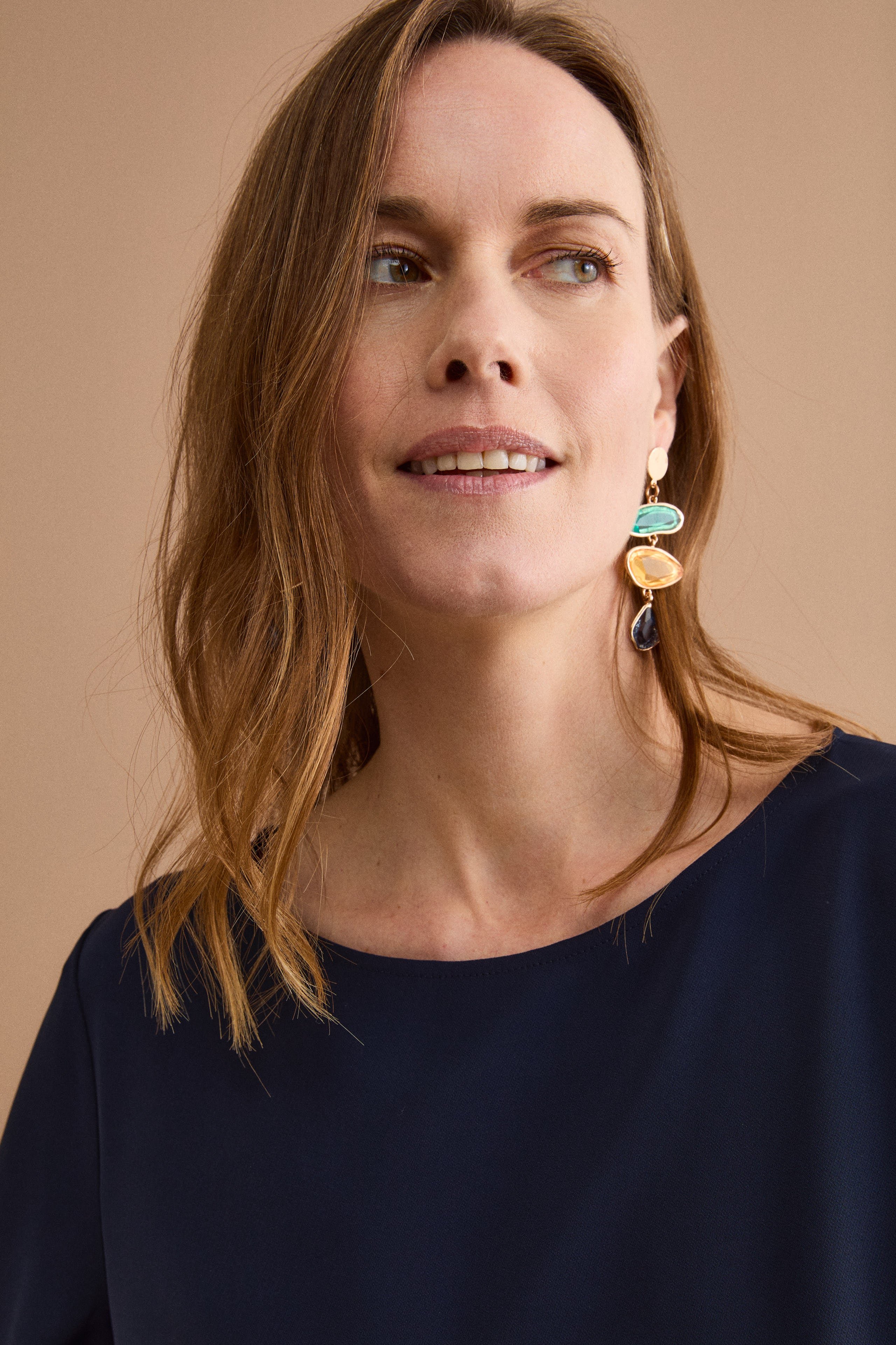 Blusa da Cerimonia Over in Cady con Manica a Spirale - BLU