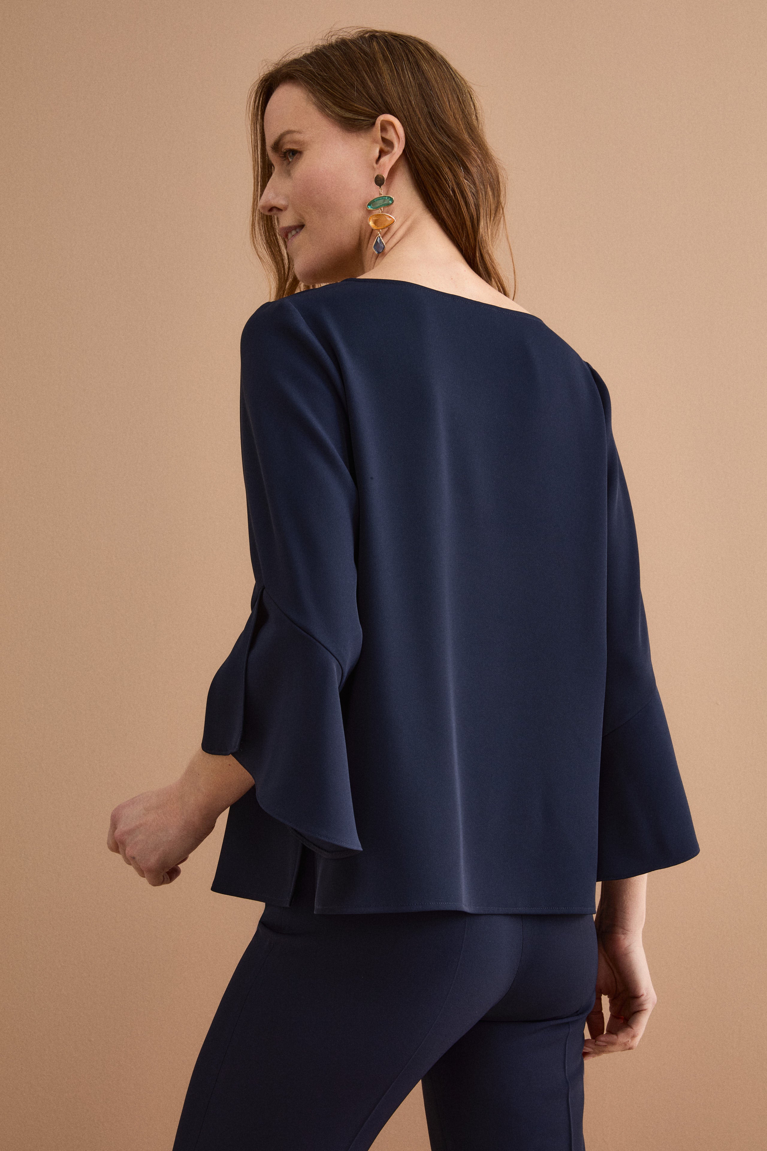 Blusa da Cerimonia Over in Cady con Manica a Spirale - BLU