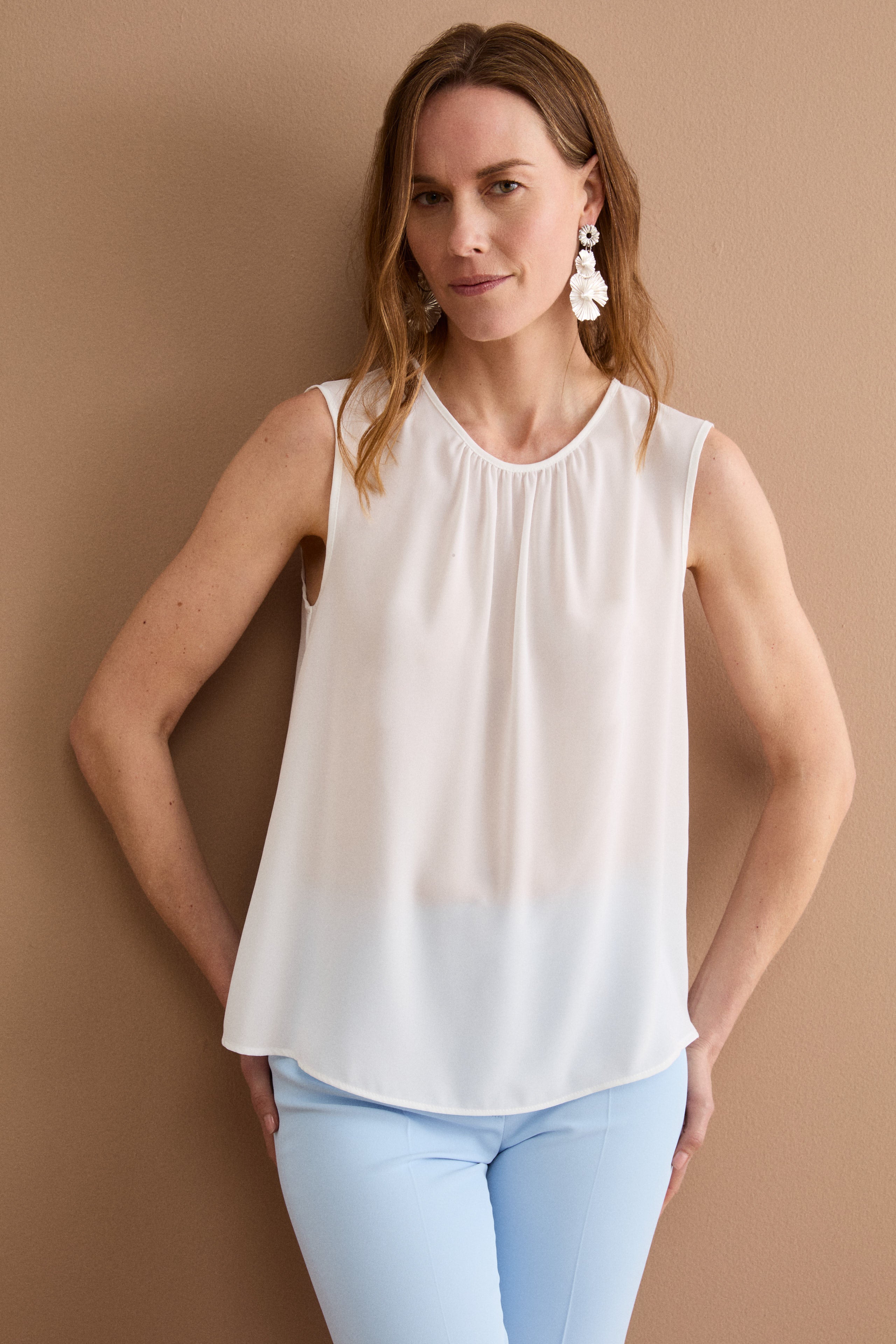 Top Smanicato da Cerimonia in Doppia Georgette - PANNA