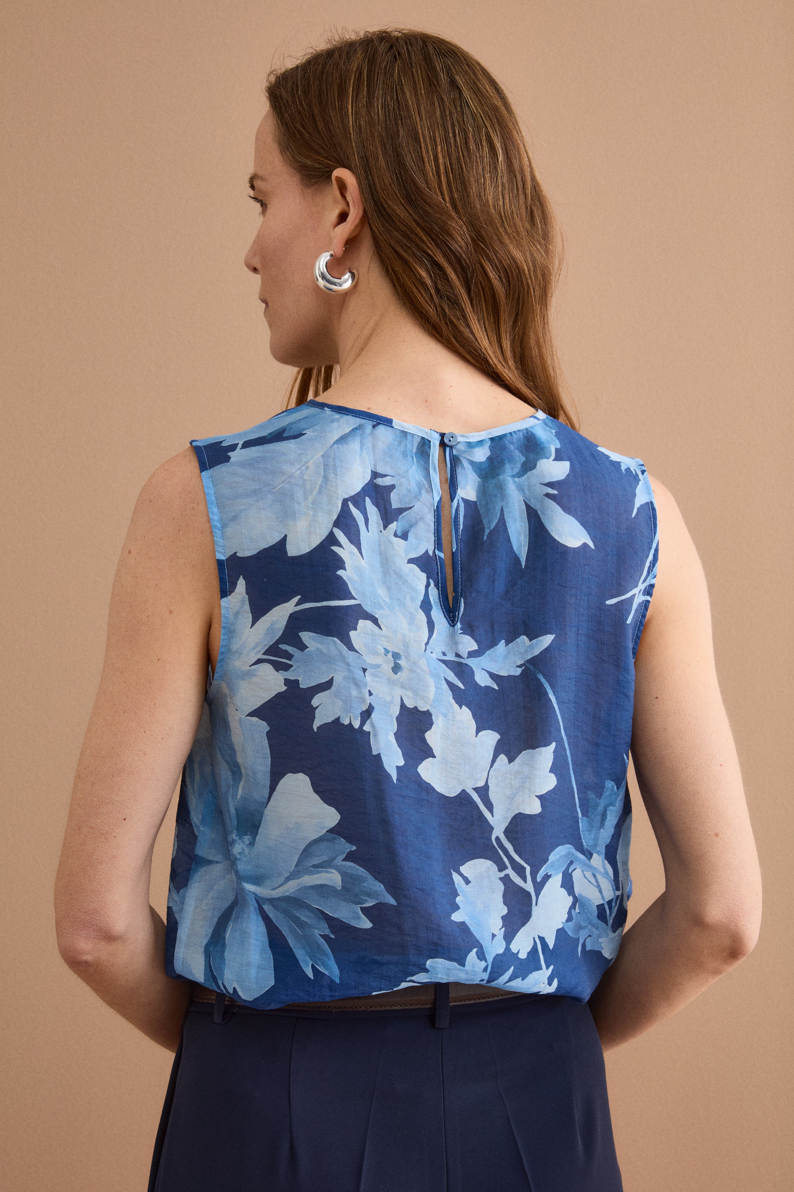 Top Smanicato Floreale da Cerimonia - FANT. AZZURRO