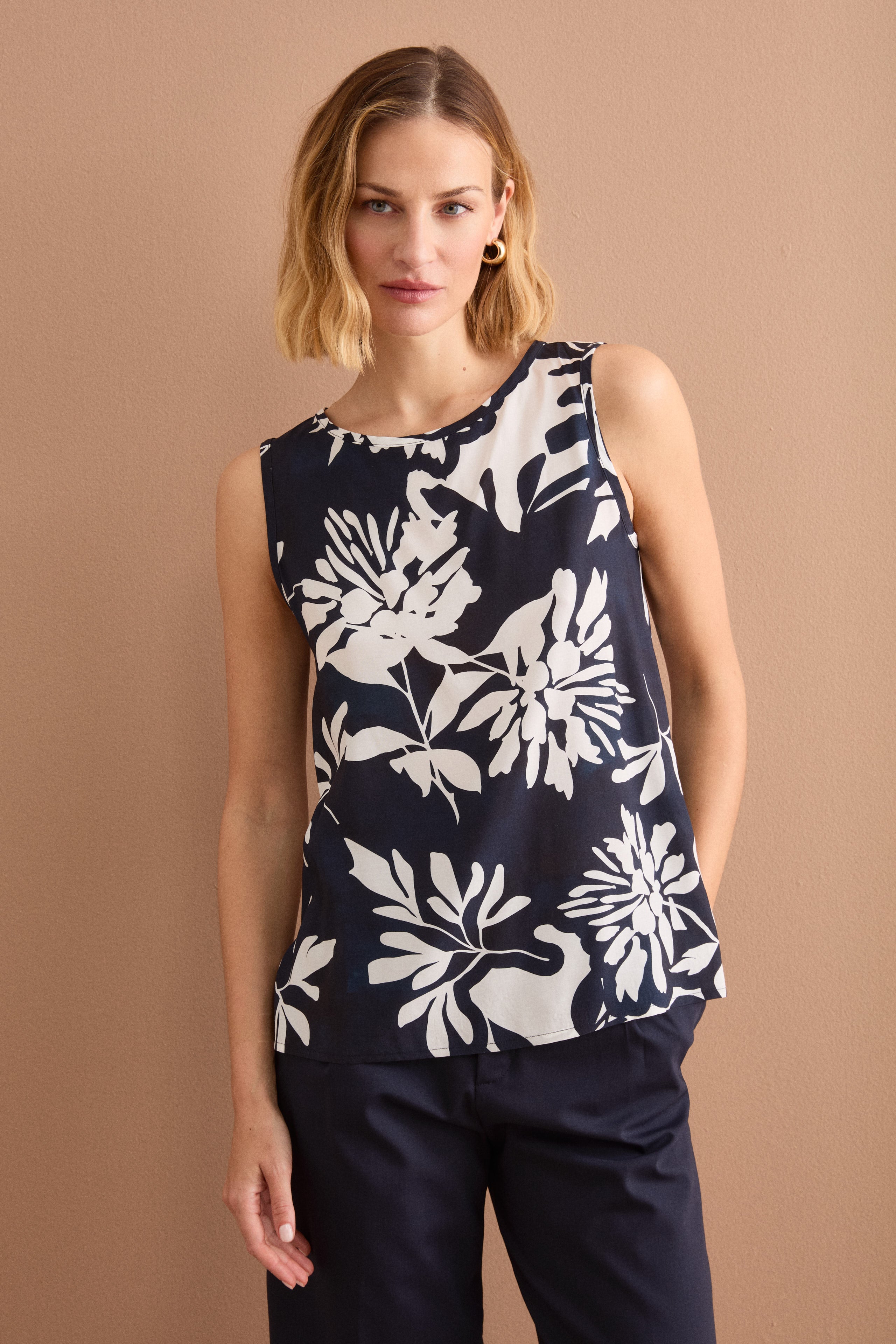 Blusa Smanicata Habotai con Fantasia - FANT. BLU