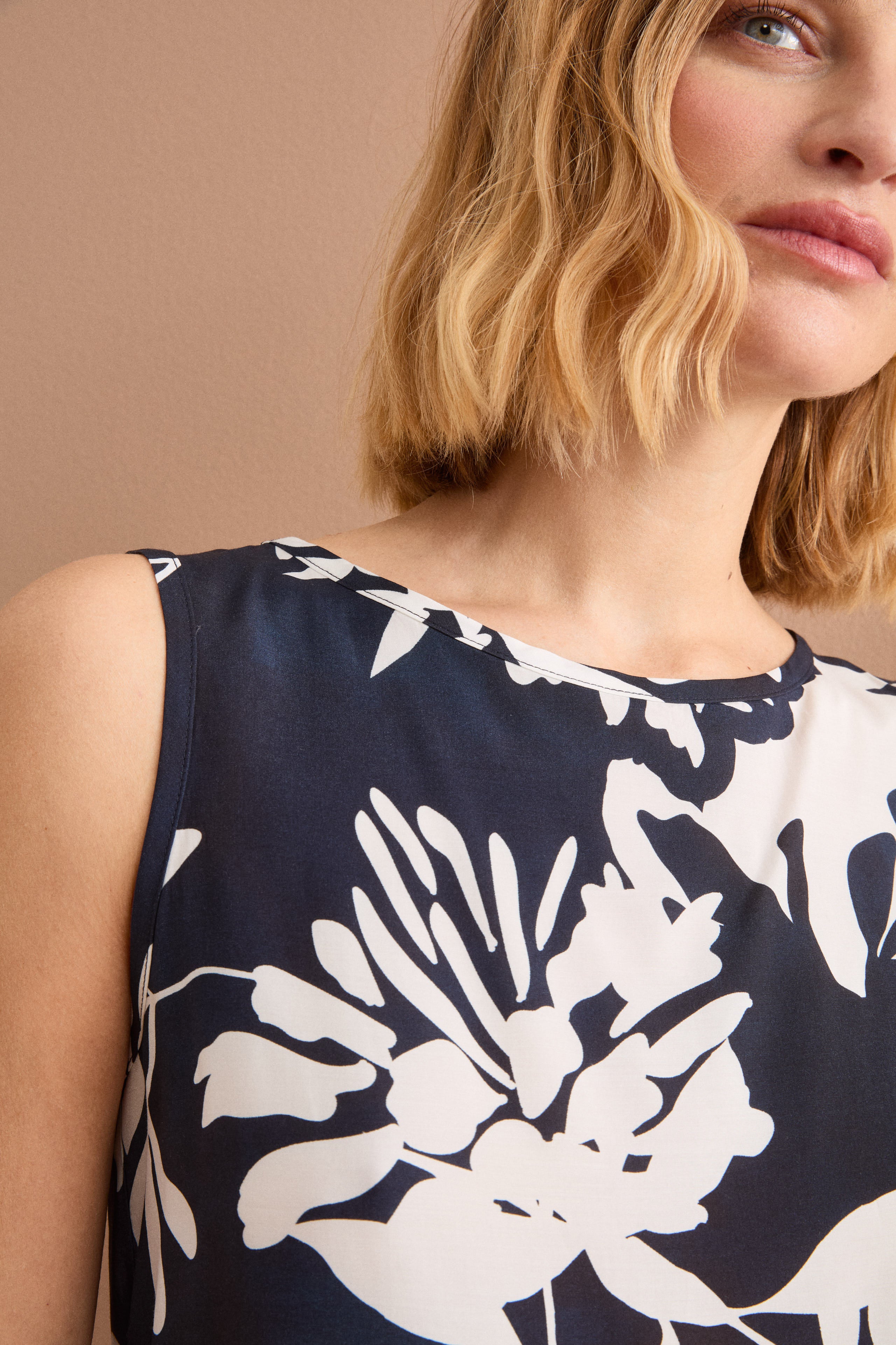 Blusa Smanicata Habotai con Fantasia - FANT. BLU