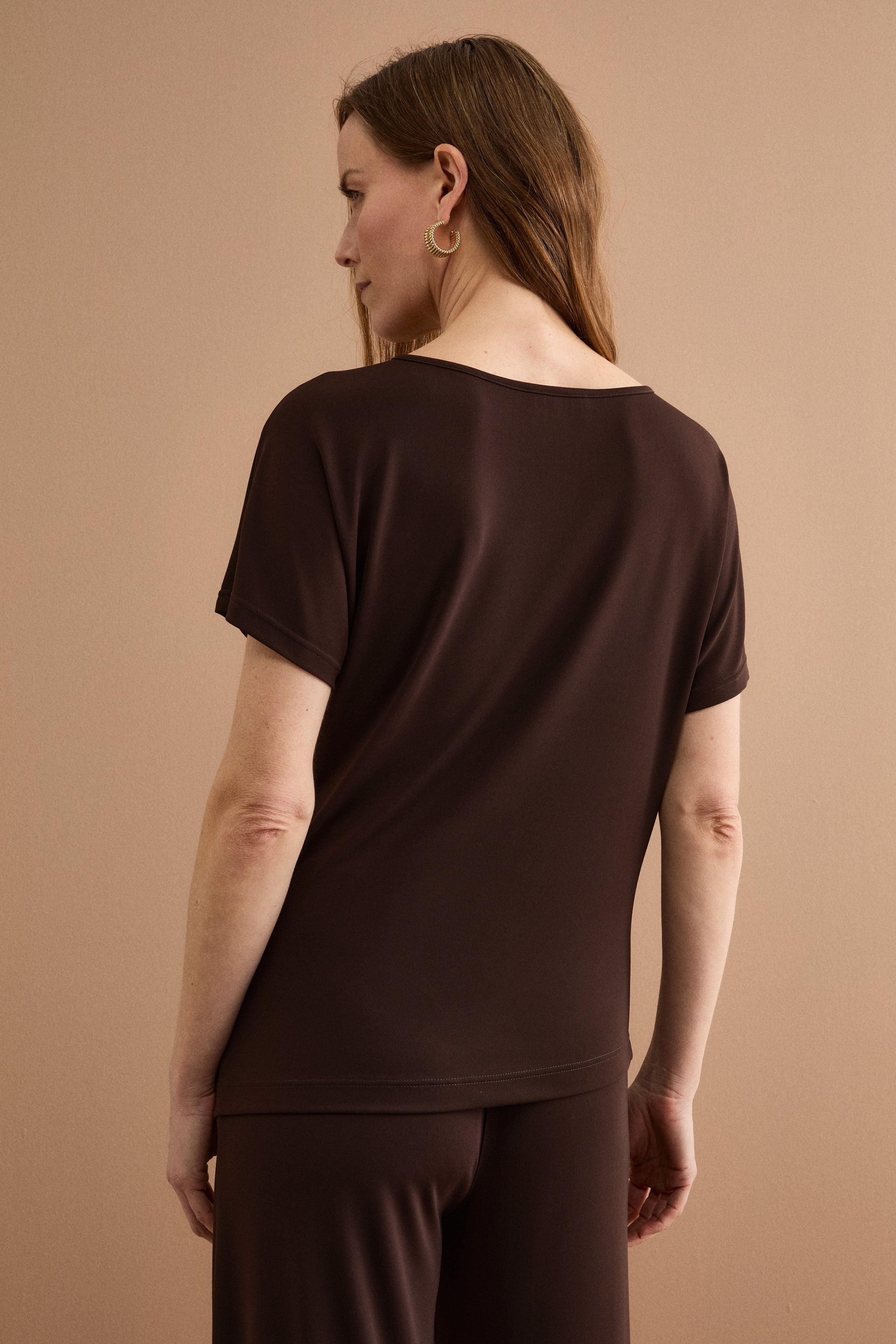 Blusa Elegante in Jersey Crêpe - CIOCCOLATO