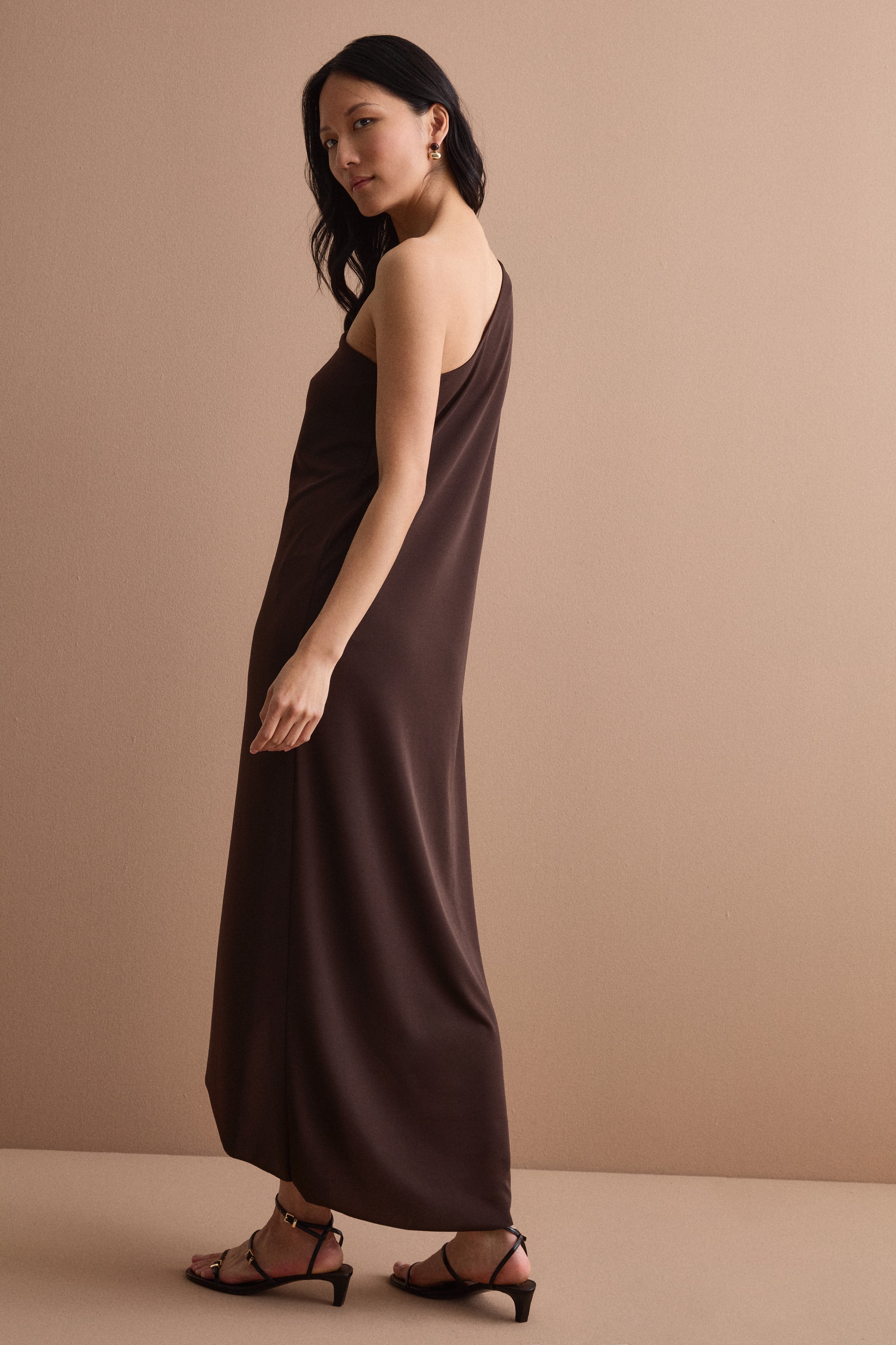 Abito Elegante in Jersey con Spacco - CIOCCOLATO