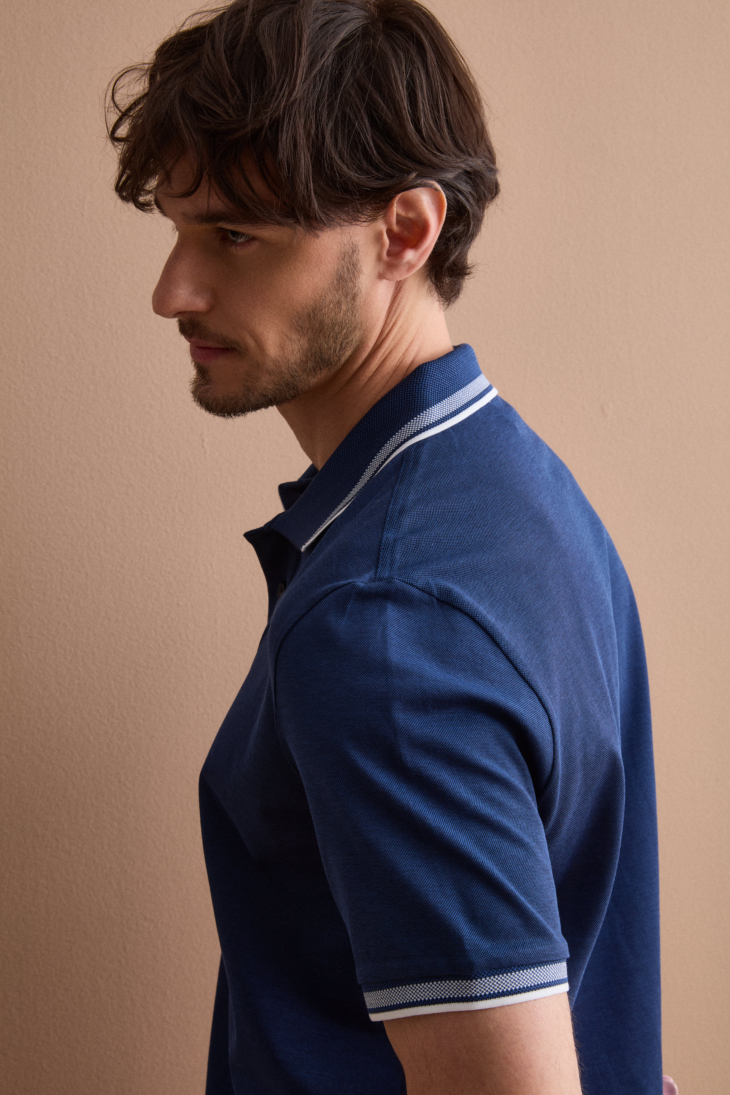 Polo Uomo Oxford in Filo di Scozia - BLU