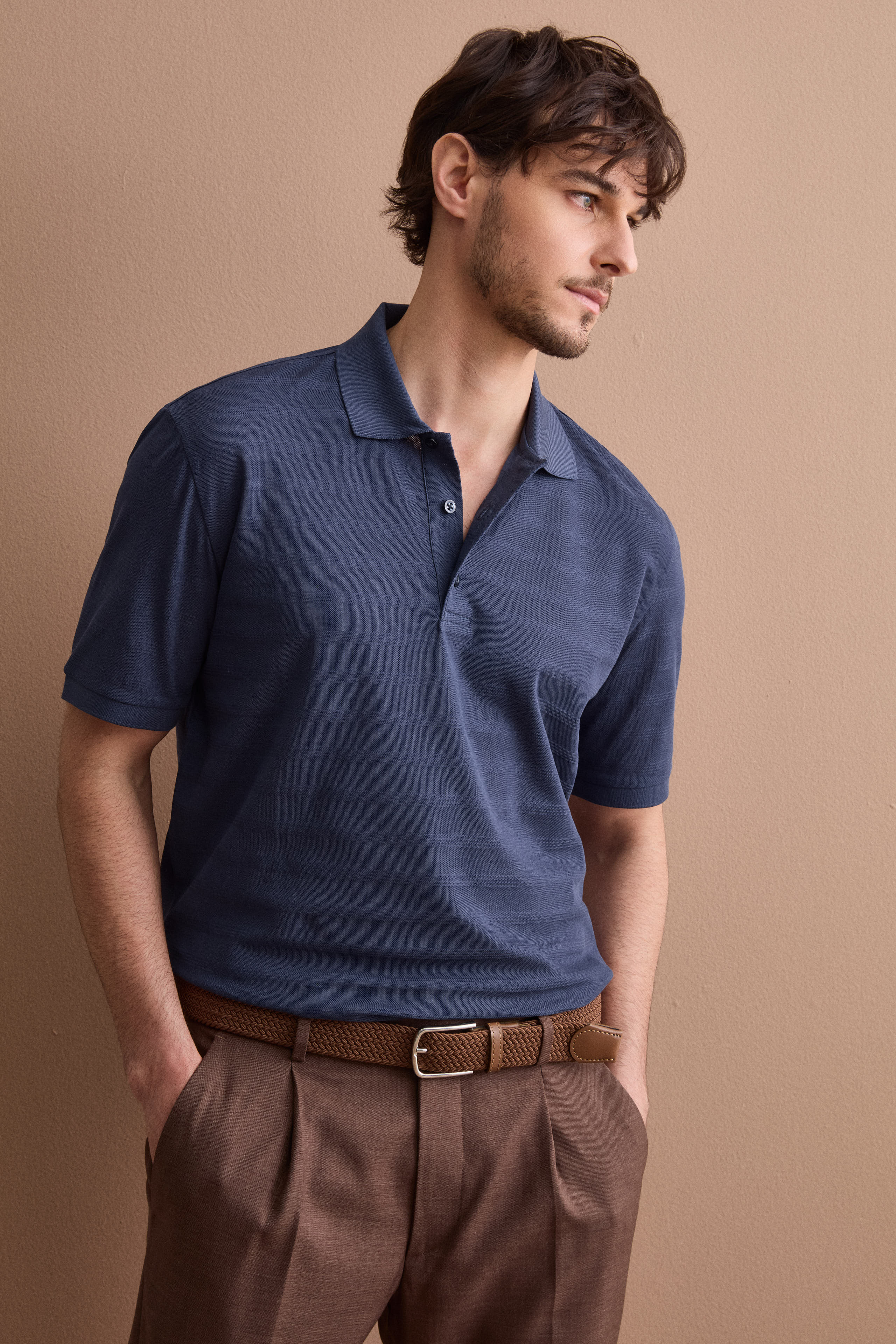 Polo Piquet in Filo di Scozia Regular Fit - BLU