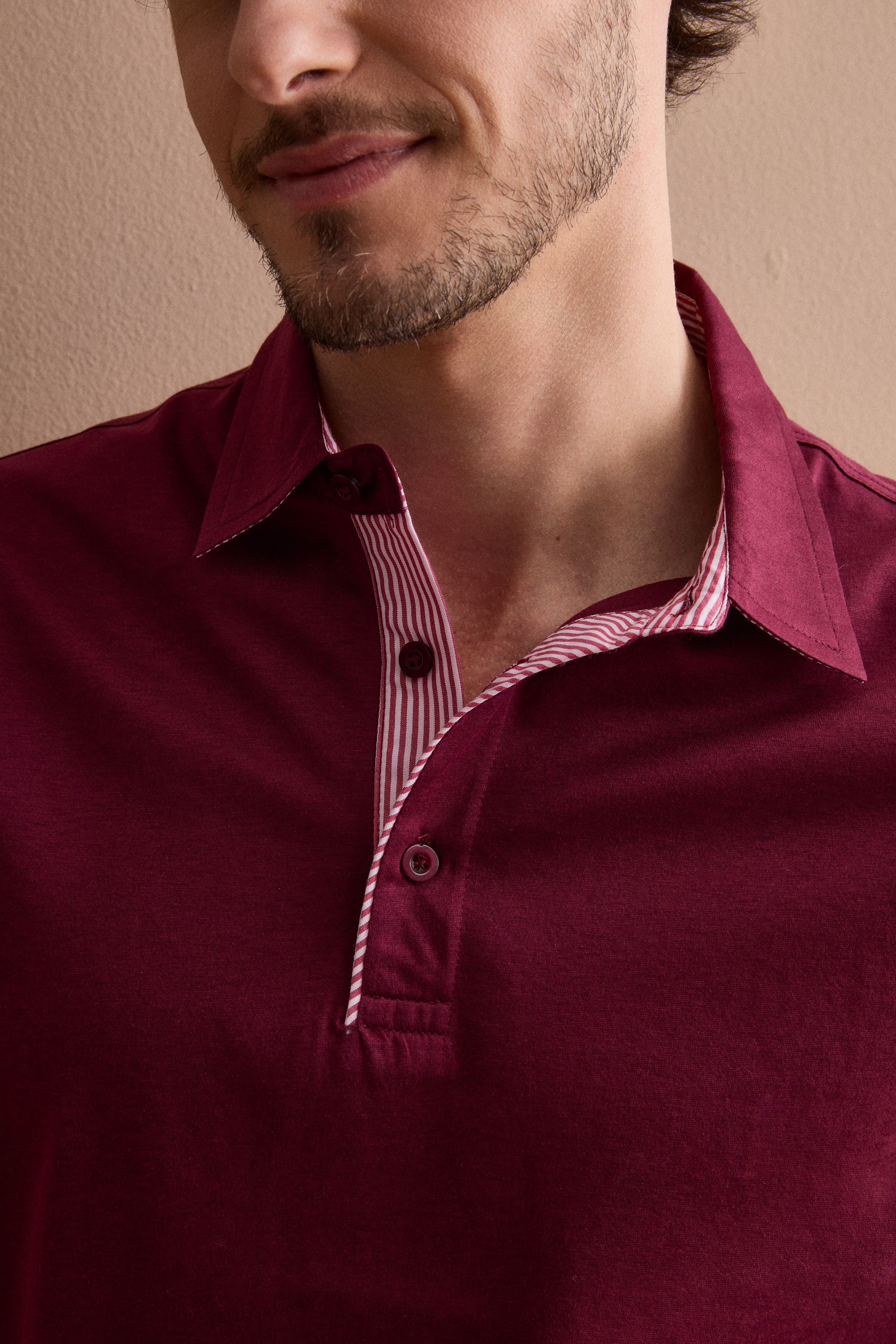 Polo Casual da Uomo in Jersey - BORDEAUX