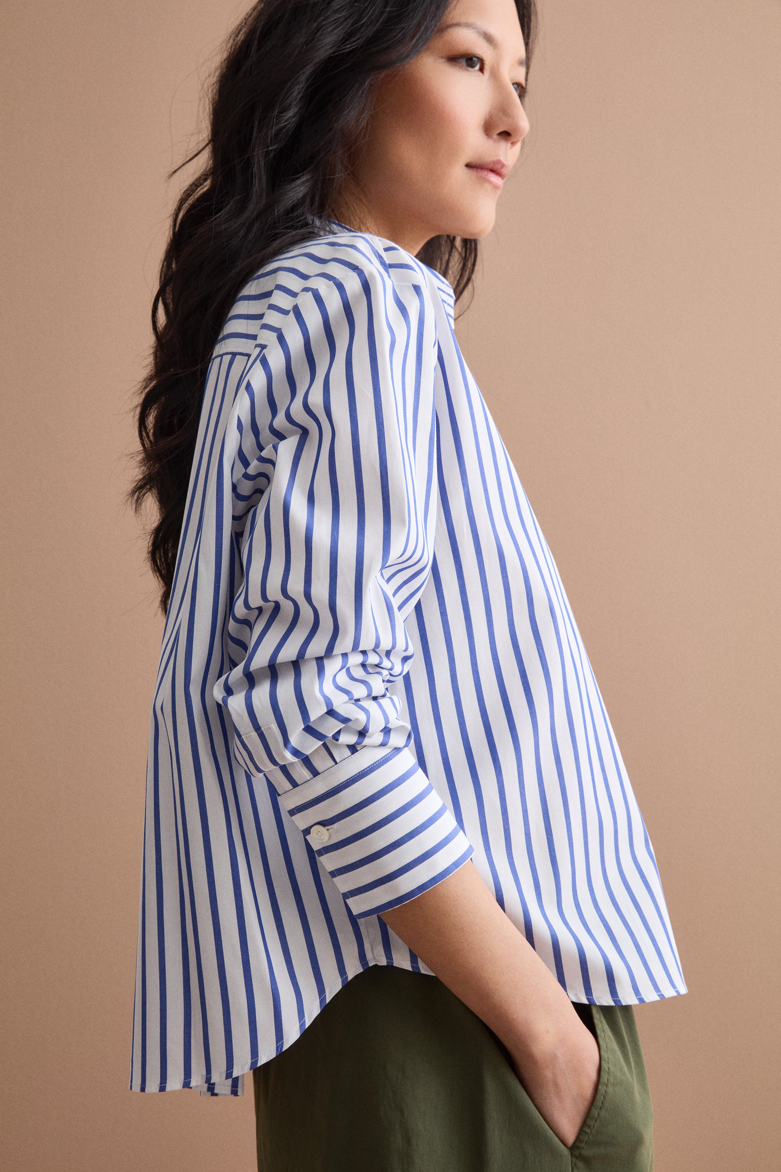 Camicia Over a Righe con Taschino - BLU RIGATO