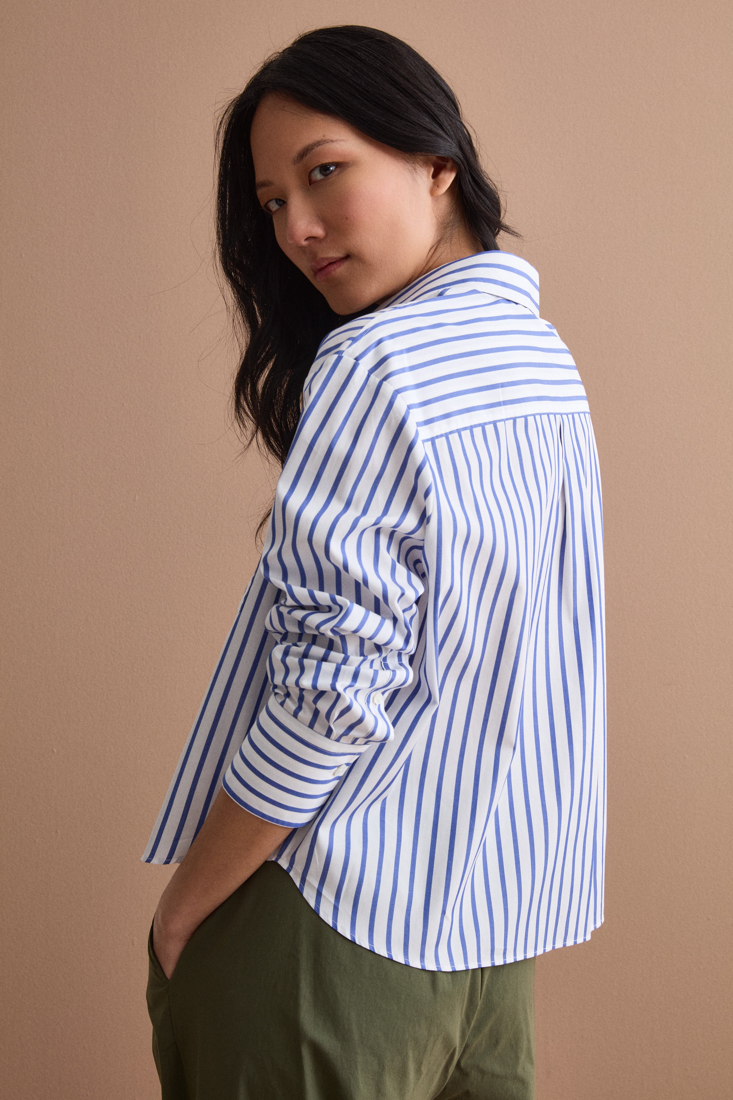Camicia Over a Righe con Taschino - BLU RIGATO