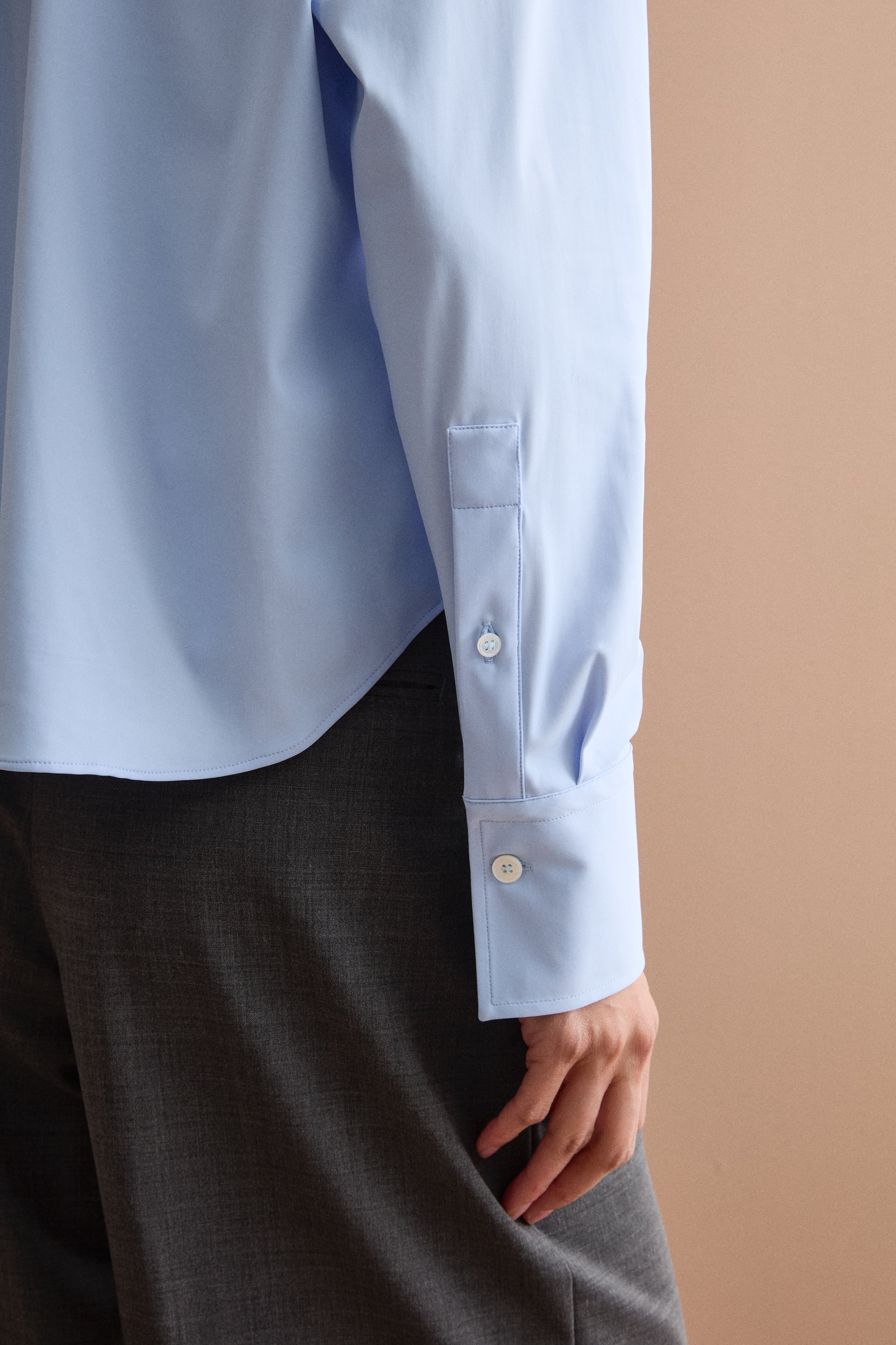 Camicia Over in Tessuto Tecnico con Taschino - AZZURRO