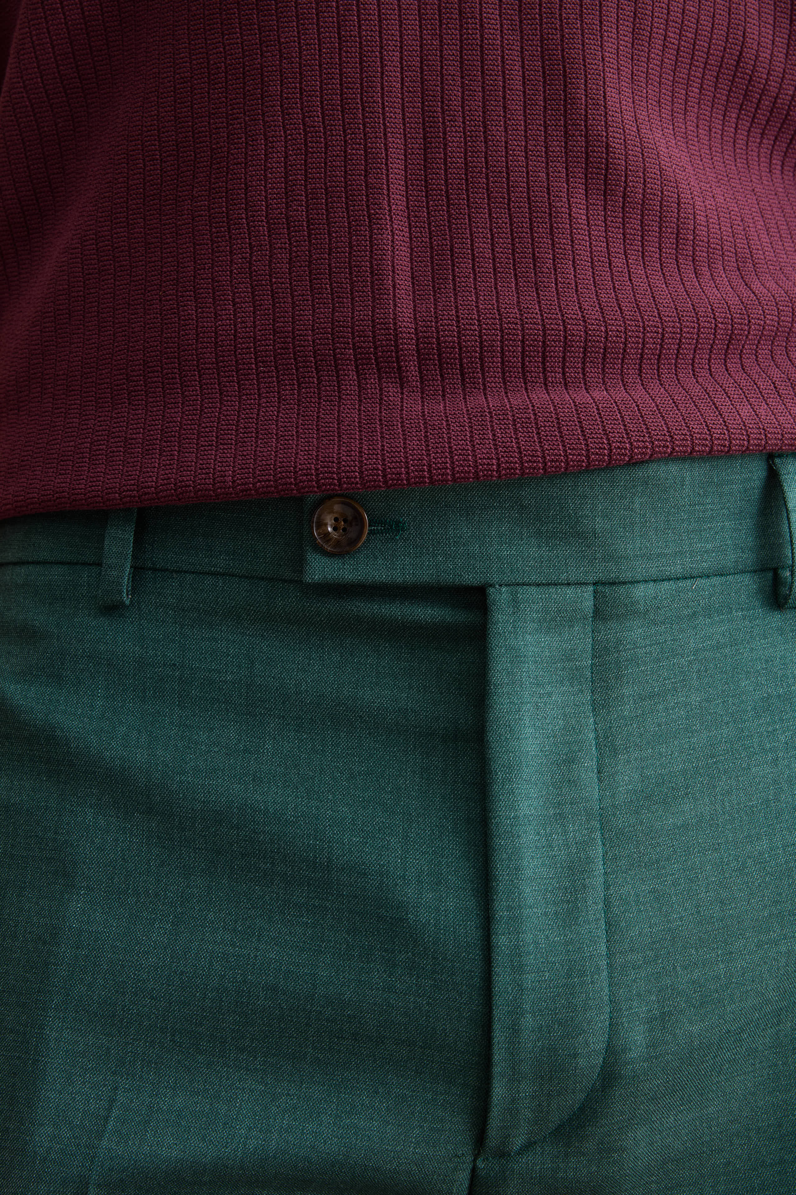 Pantalone Carrot Wide Leg in Misto Lana - VERDE