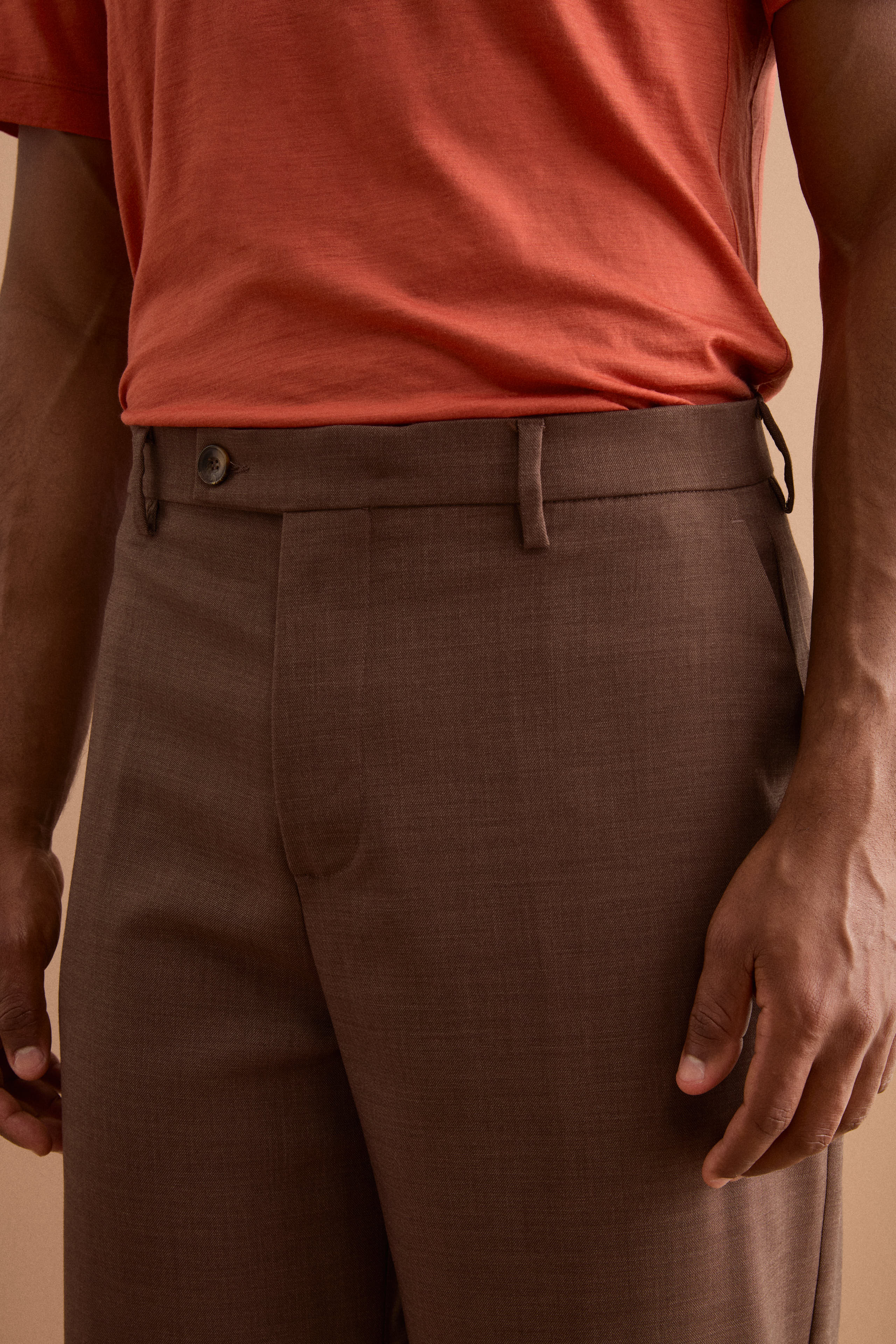 Pantalone Carrot Wide Leg in Misto Lana - MARRONE