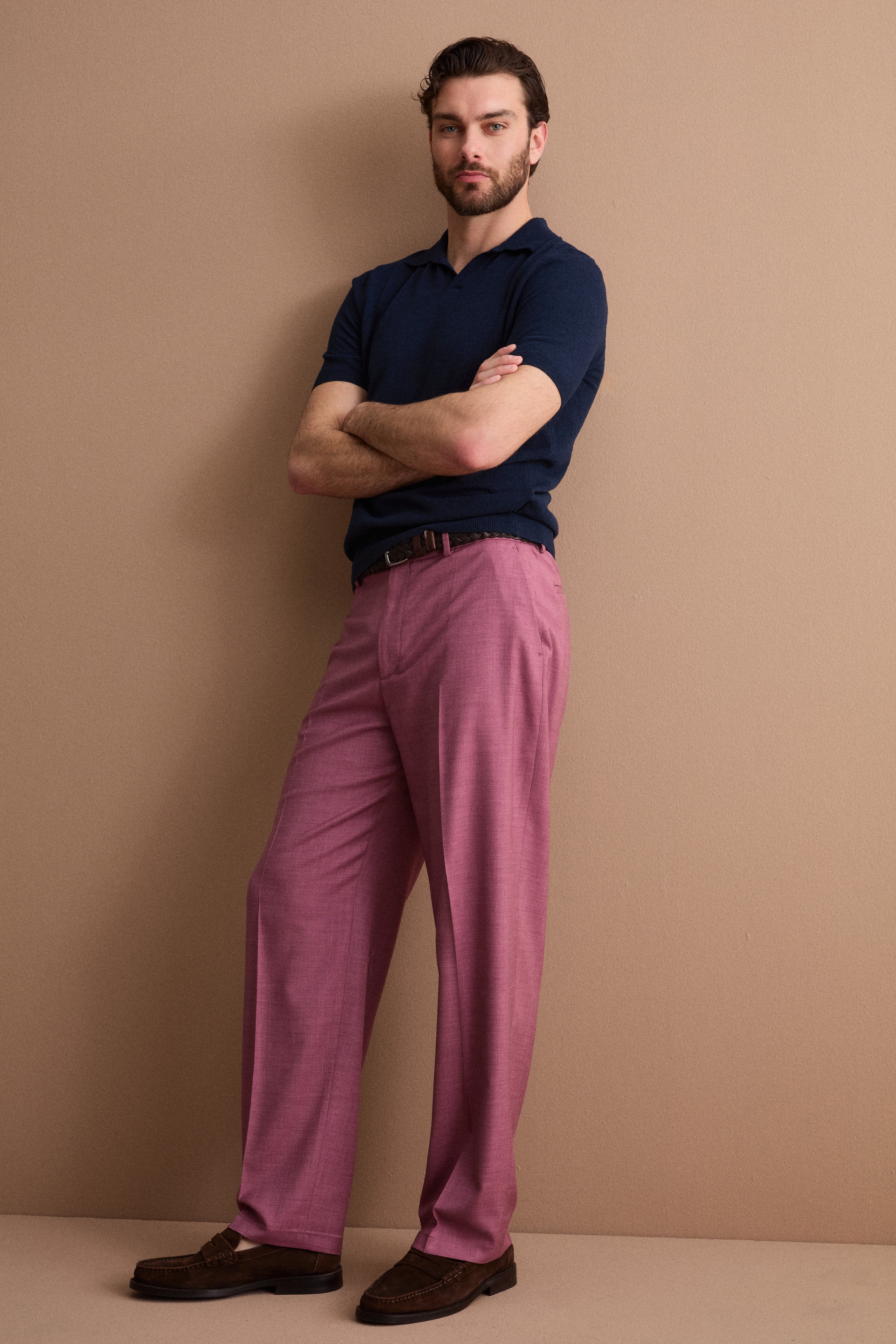 Pantalone Carrot Wide Leg in Misto Lana - BORDEAUX