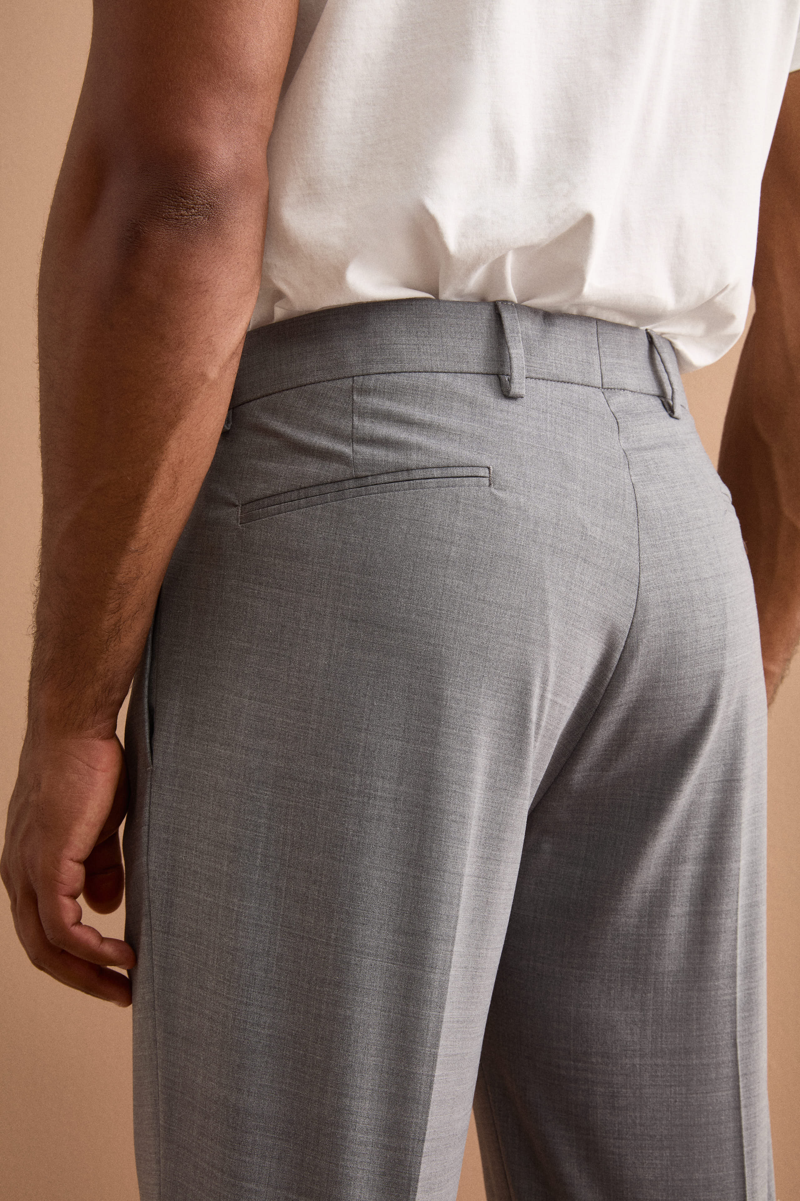 Pantalone Gamba Dritta con Pinces in Misto Lana - GRIGIO CHIARO