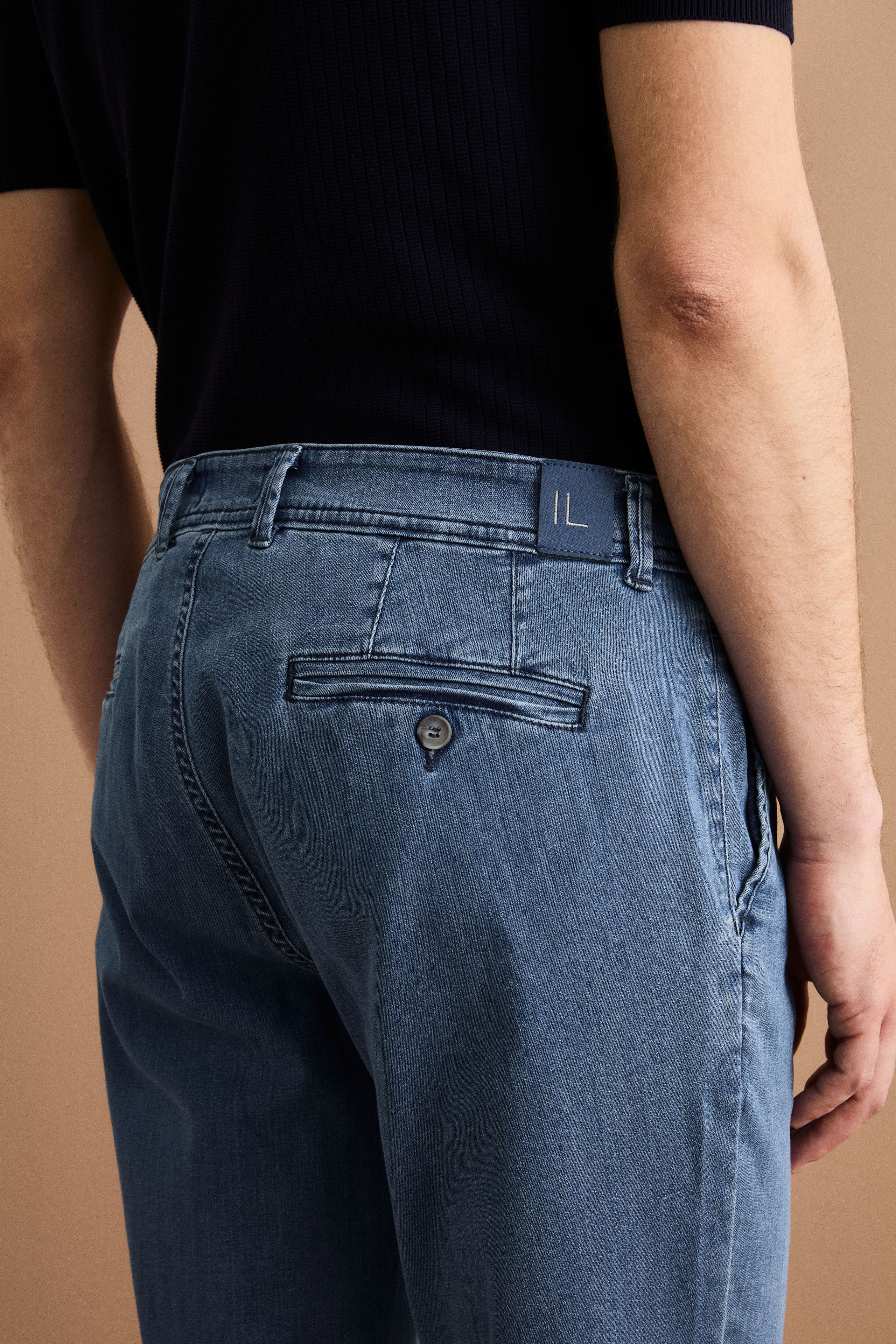 Pantalone Slim Fit in Denim di Cotone Stretch - DENIM