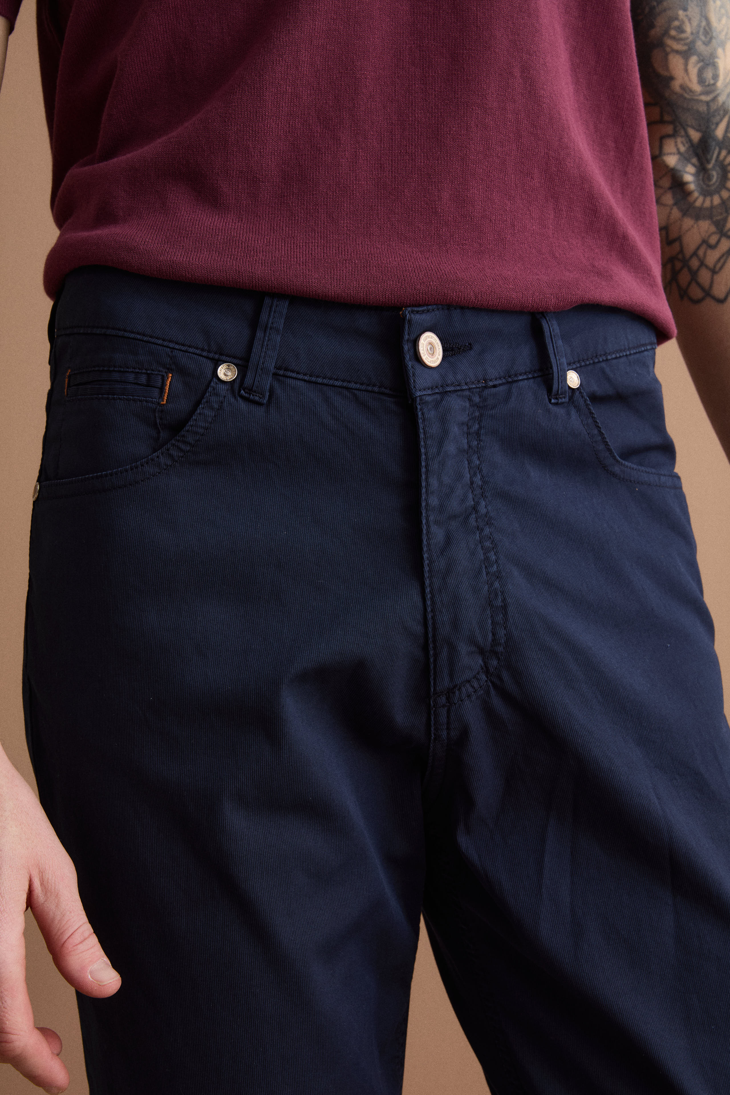 Pantalone Slim Fit Cinque Tasche in Denim - NAVY