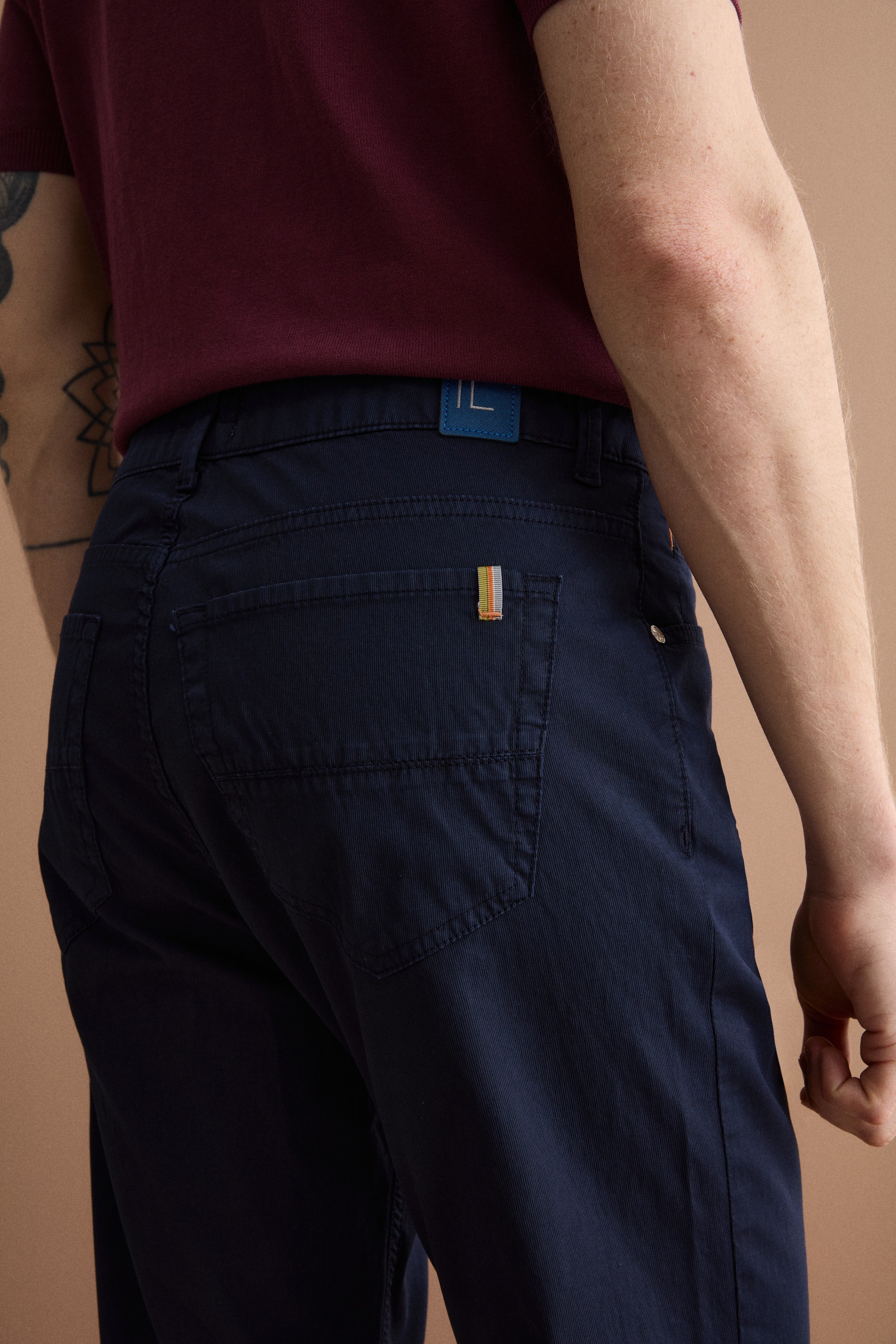 Pantalone Slim Fit Cinque Tasche in Denim - NAVY