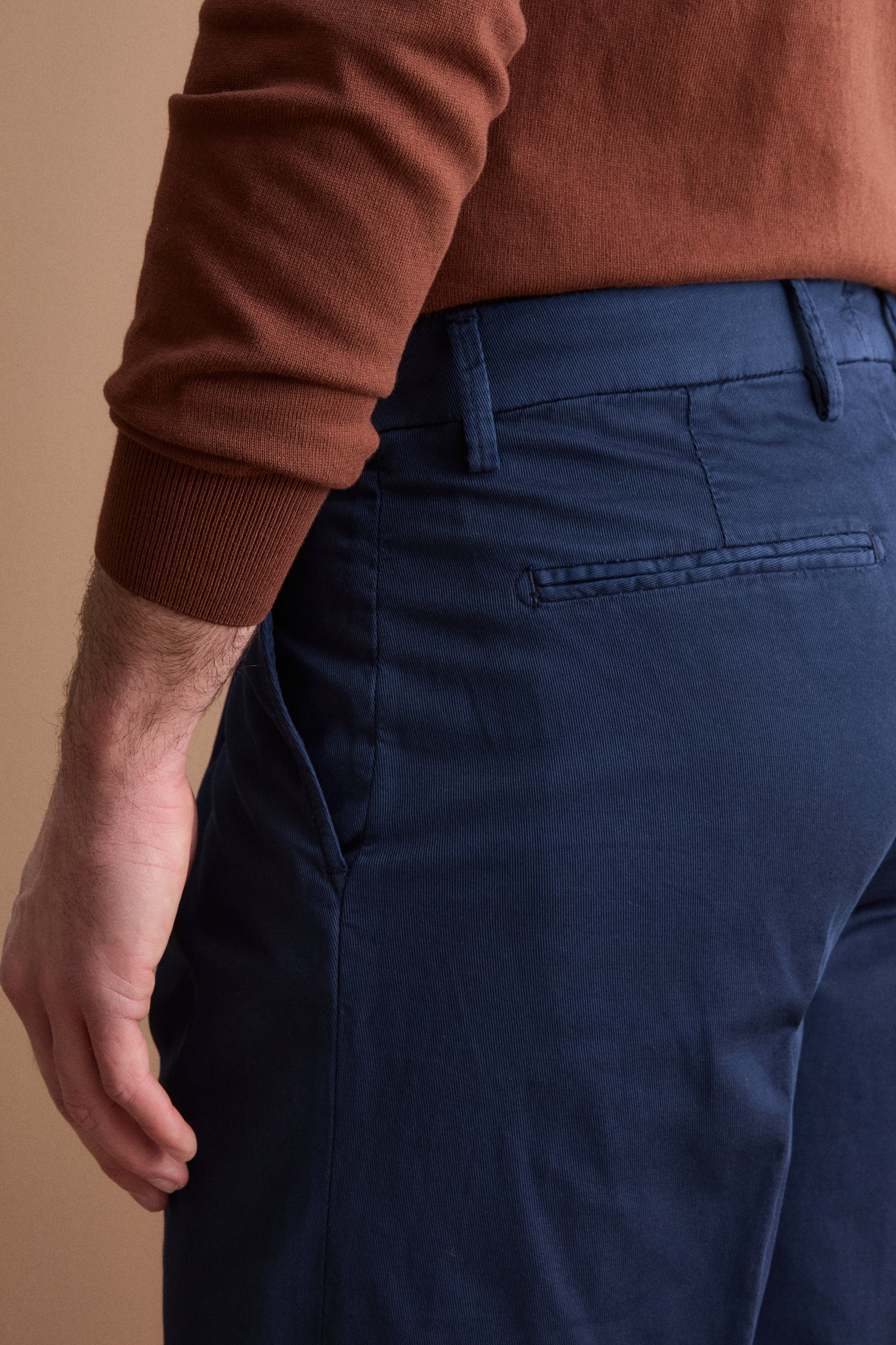 Pantalone Wide Fit in Misto Lino con Pinces - BLU