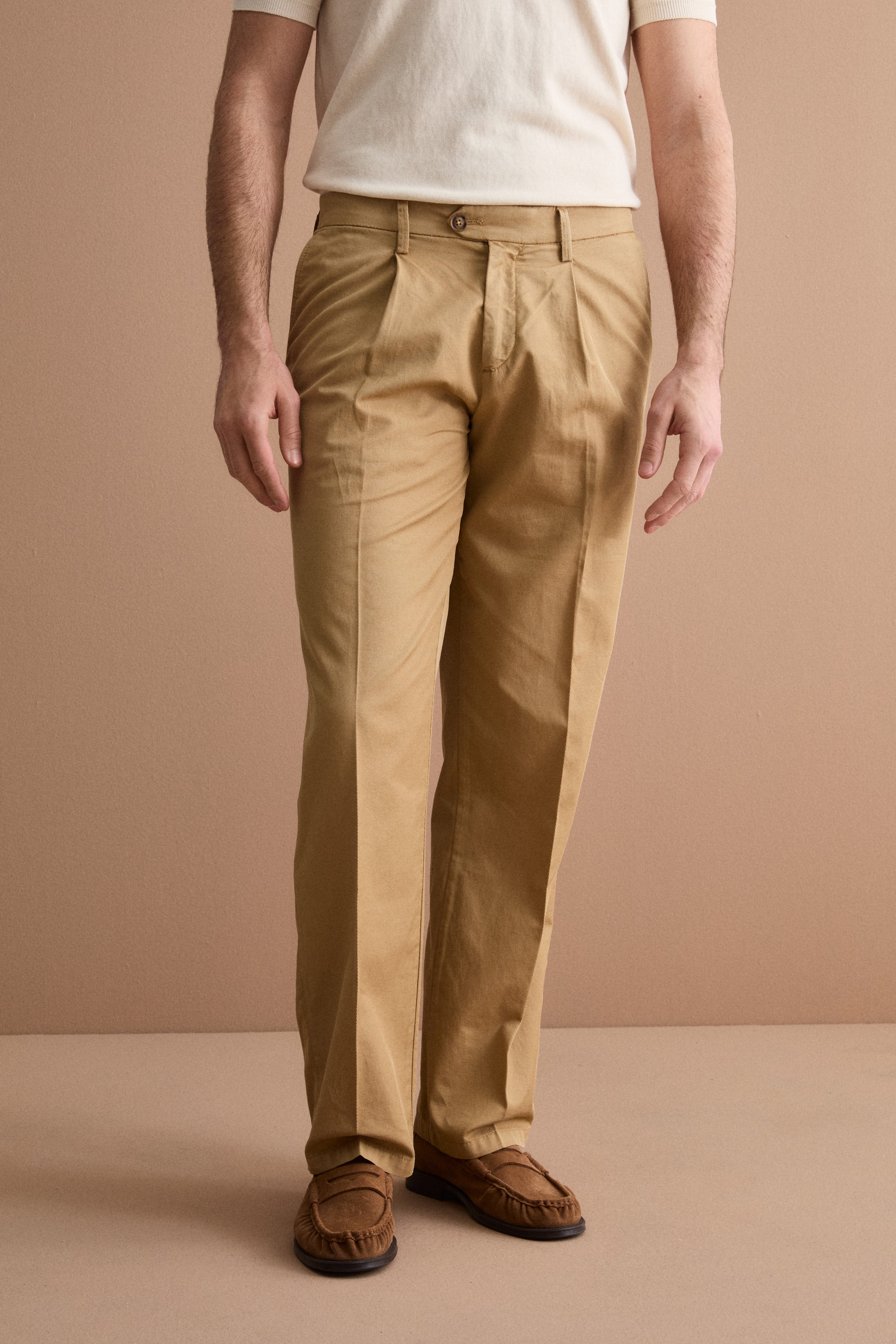 Pantalone Wide Fit in Misto Lino con Pinces - BISCOTTO