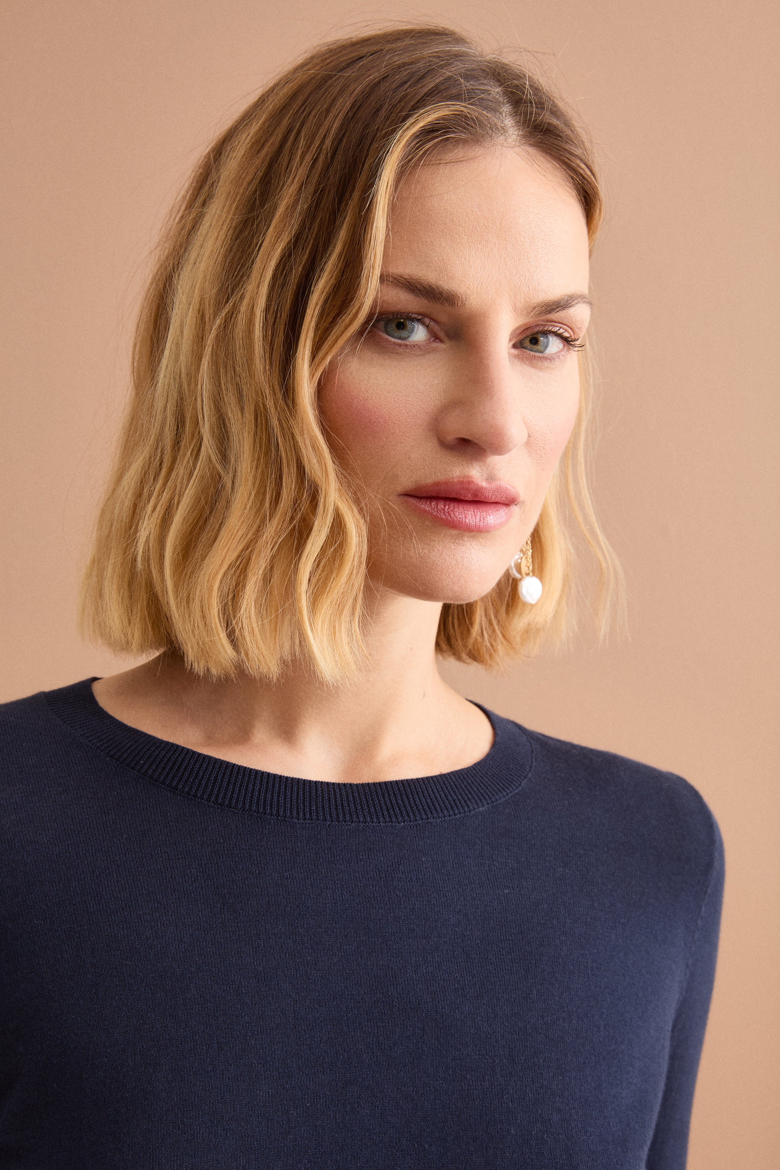 Maglia Girocollo Boxy in Cotone - BLU