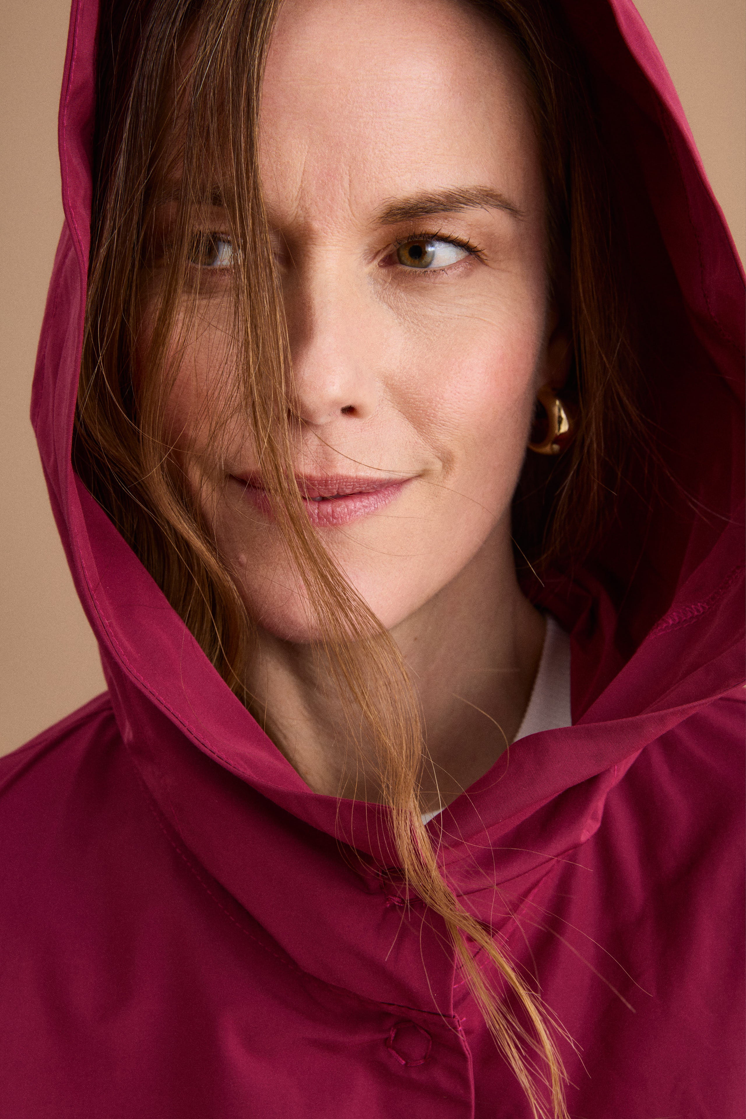 Trench Over con Cappuccio in Misto Cotone - BORDEAUX