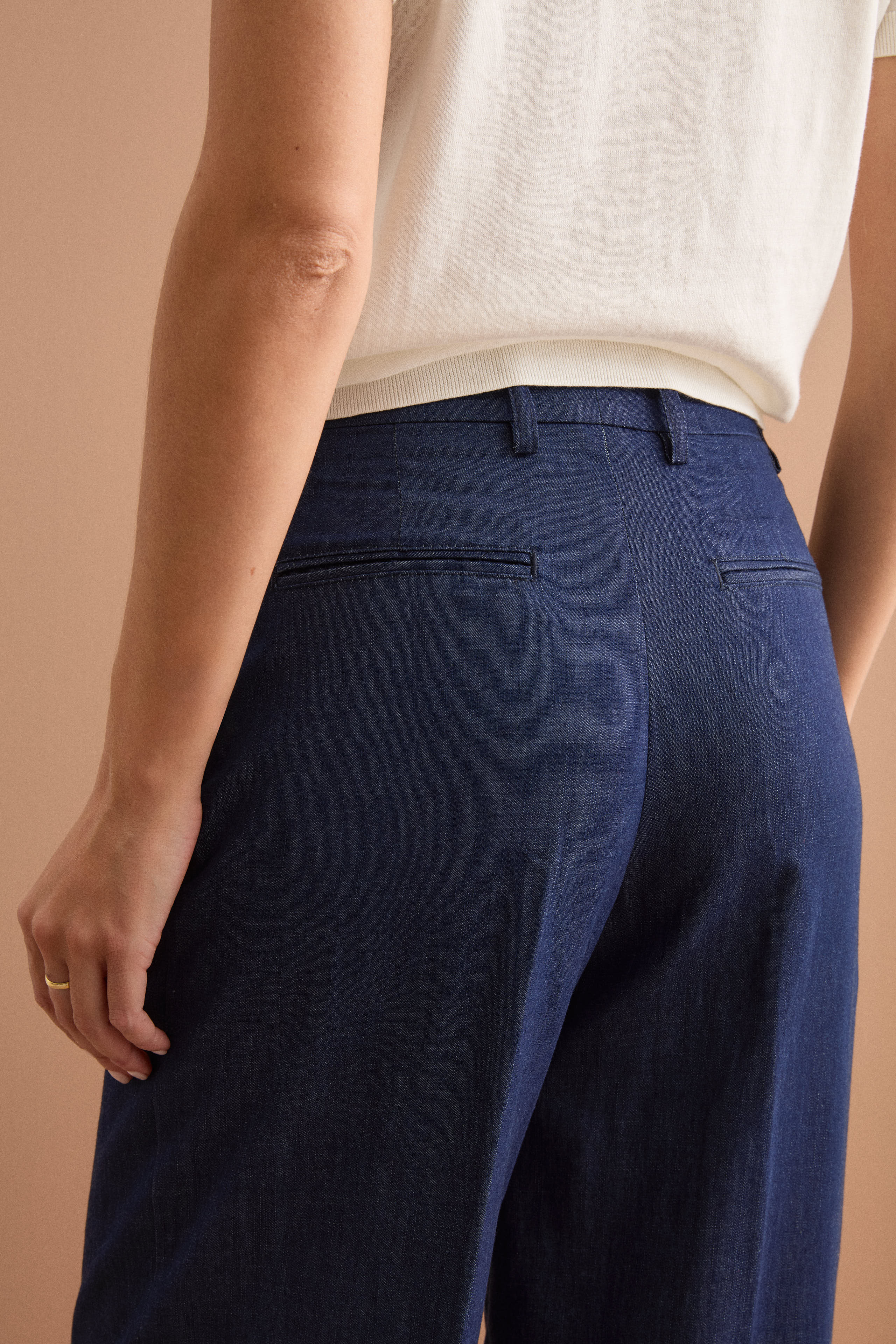 Pantalone Ampio in Denim con Pinces - DENIM