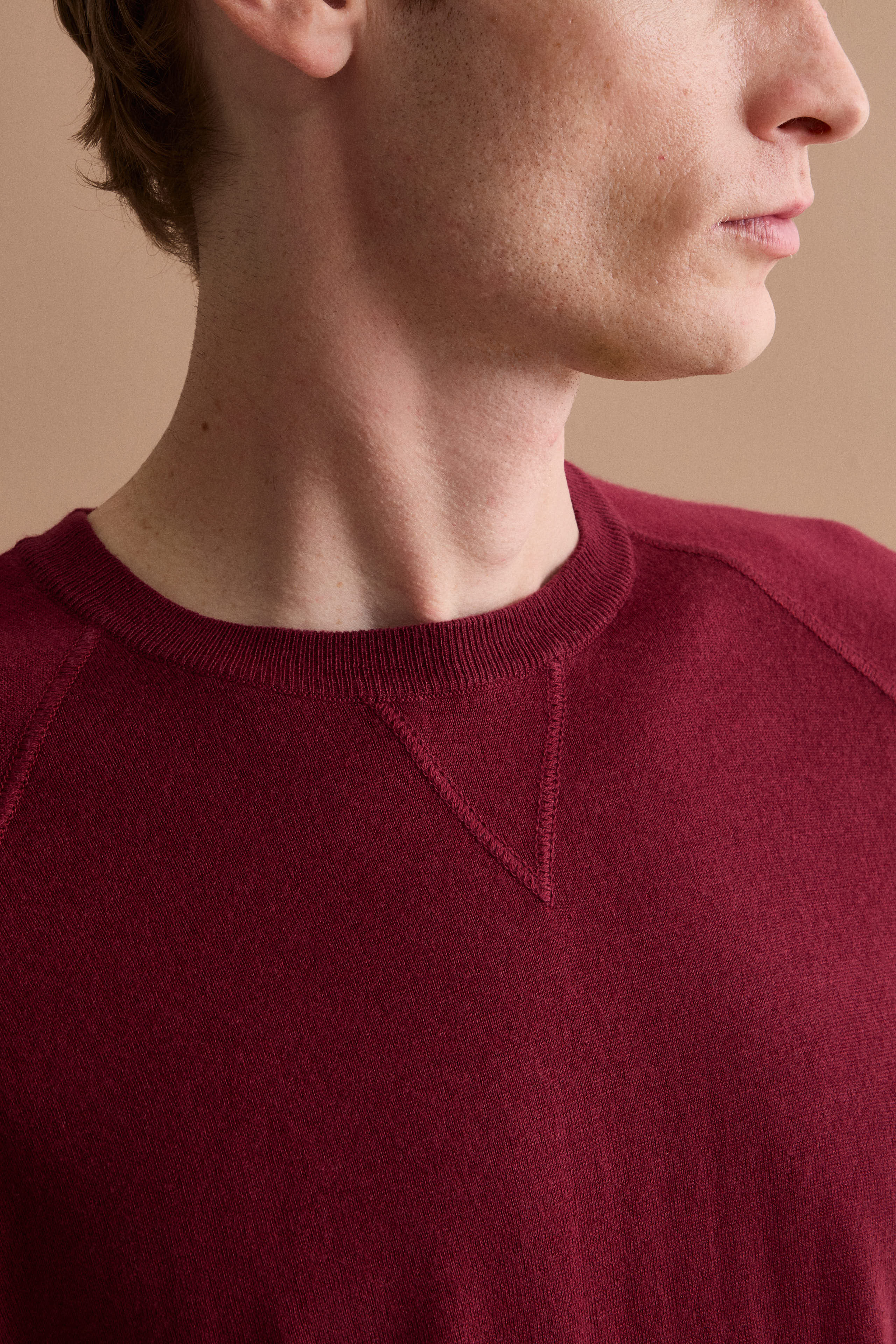 Girocollo Felpa in Seta e Cashmere - VINO