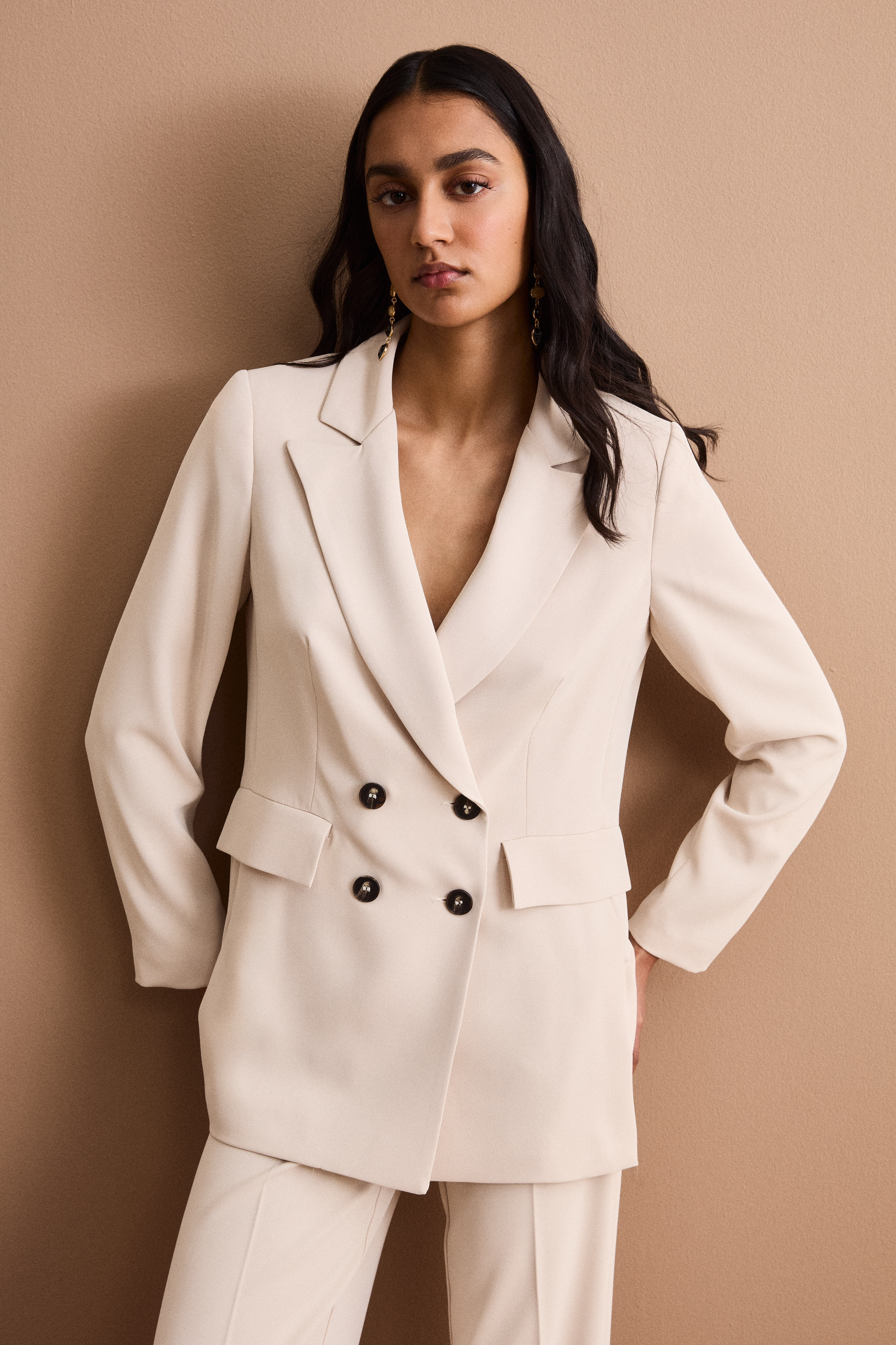 Blazer Doppiopetto Foderato in Cady - SABBIA