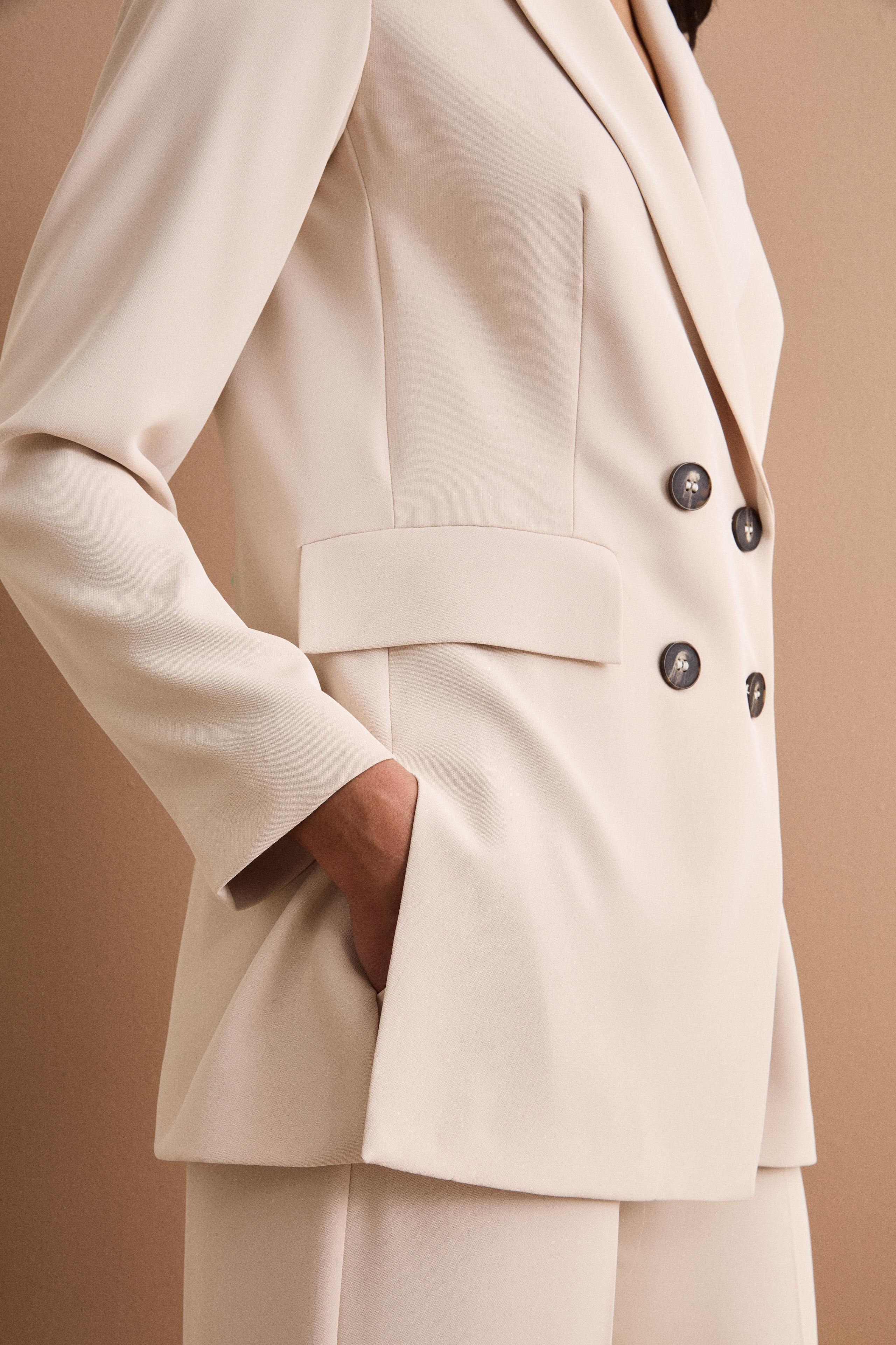 Blazer Doppiopetto Foderato in Cady - SABBIA