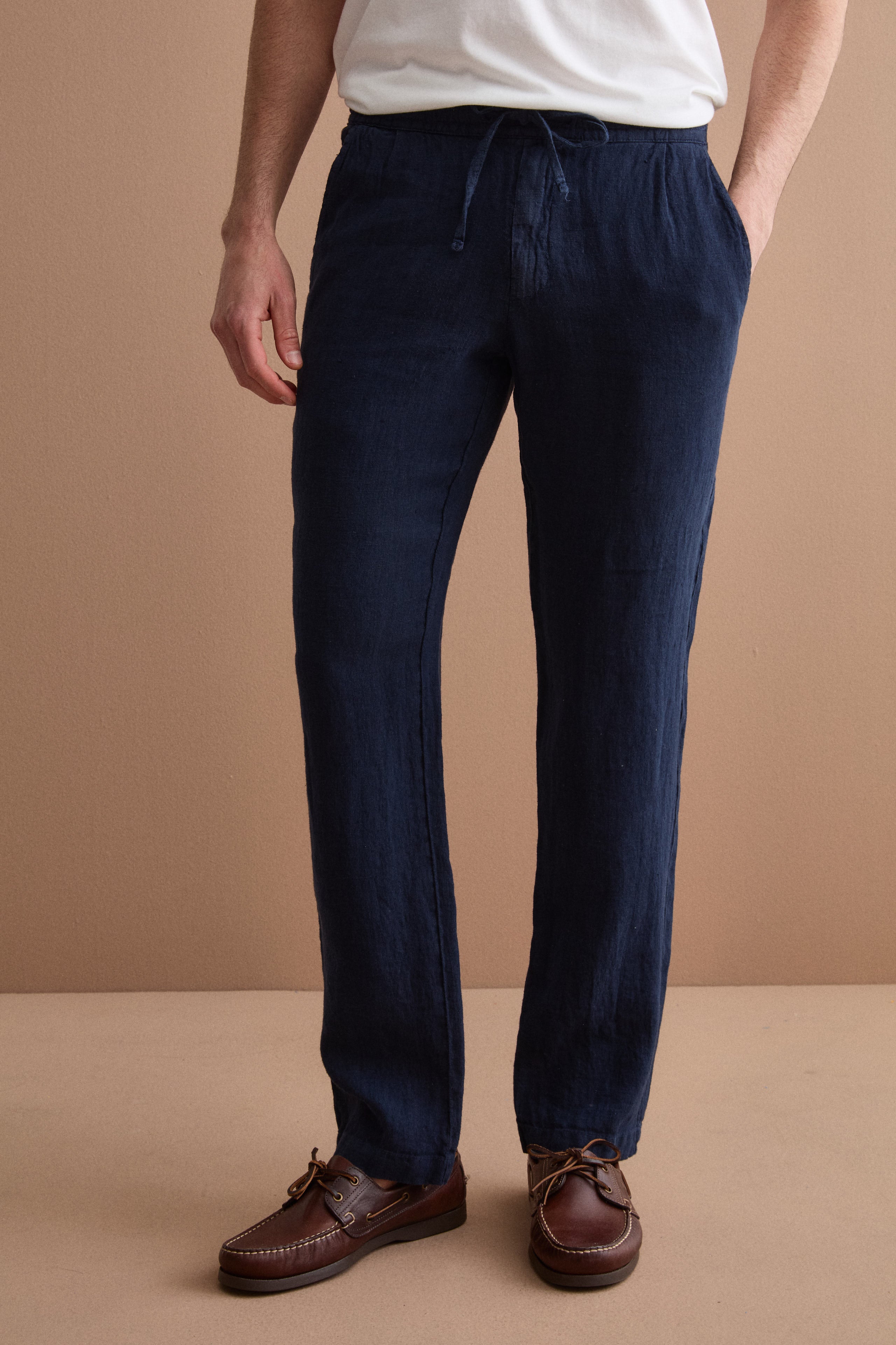 Pantalone Uomo in Lino con Coulisse ed Elastico - BLU