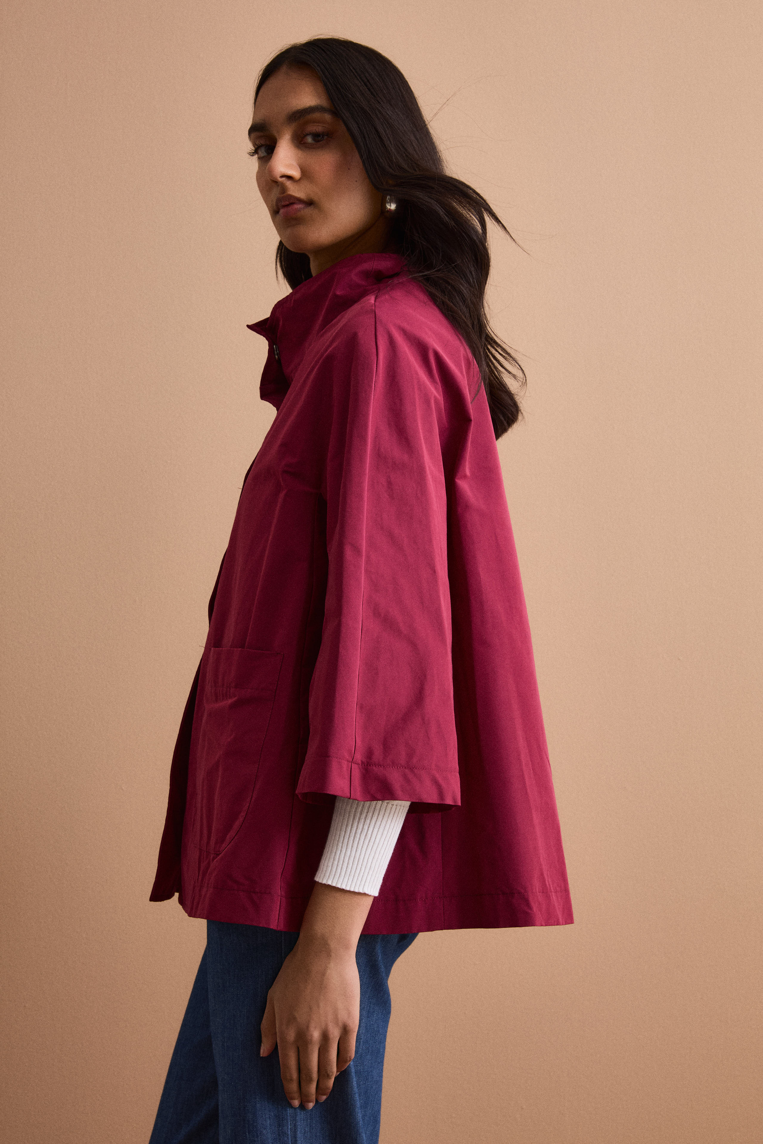 Cappa Over Sfoderata in Misto Cotone - BORDEAUX