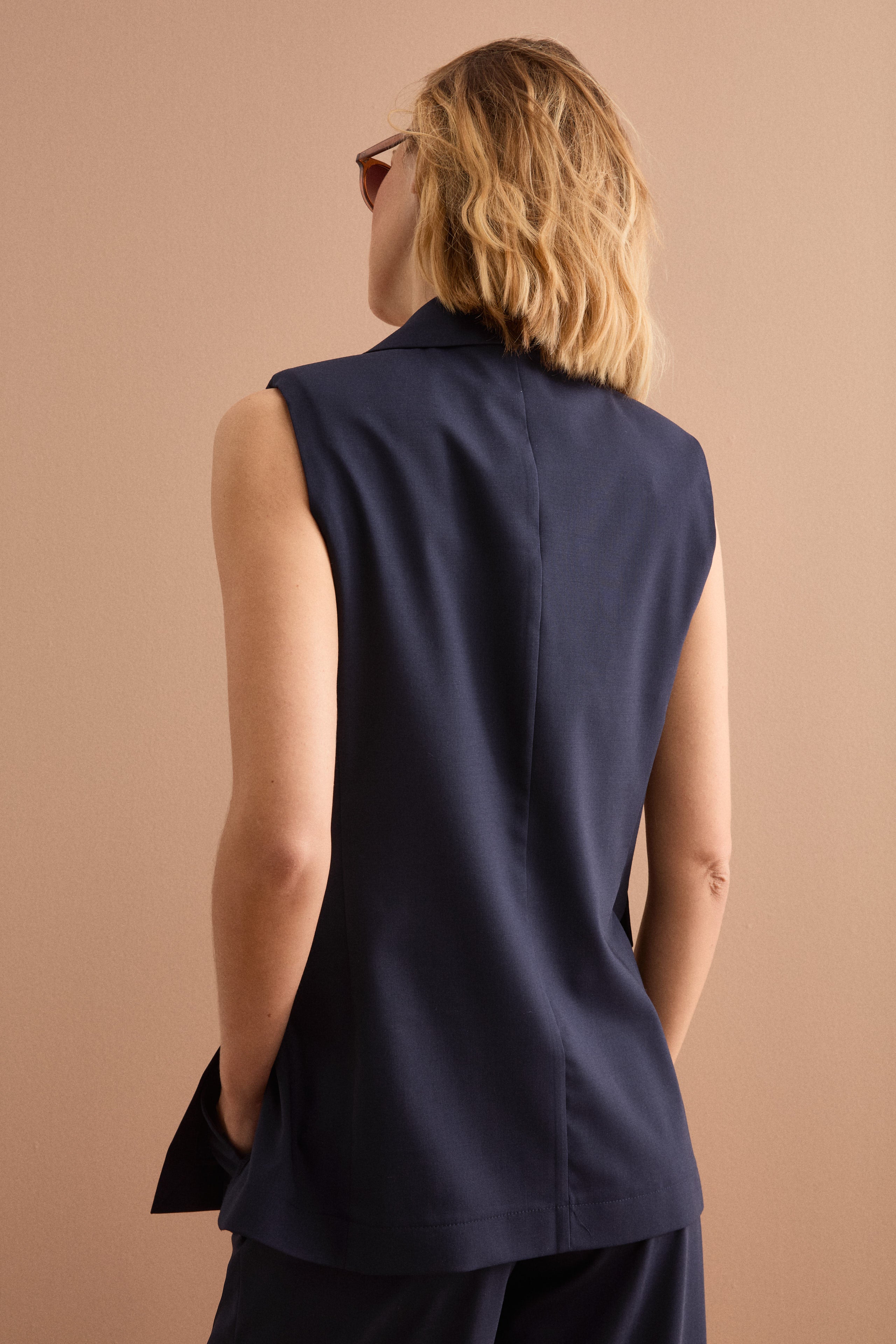 Gilet  Doppiopetto da Cerimonia in Lana Vergine - BLU