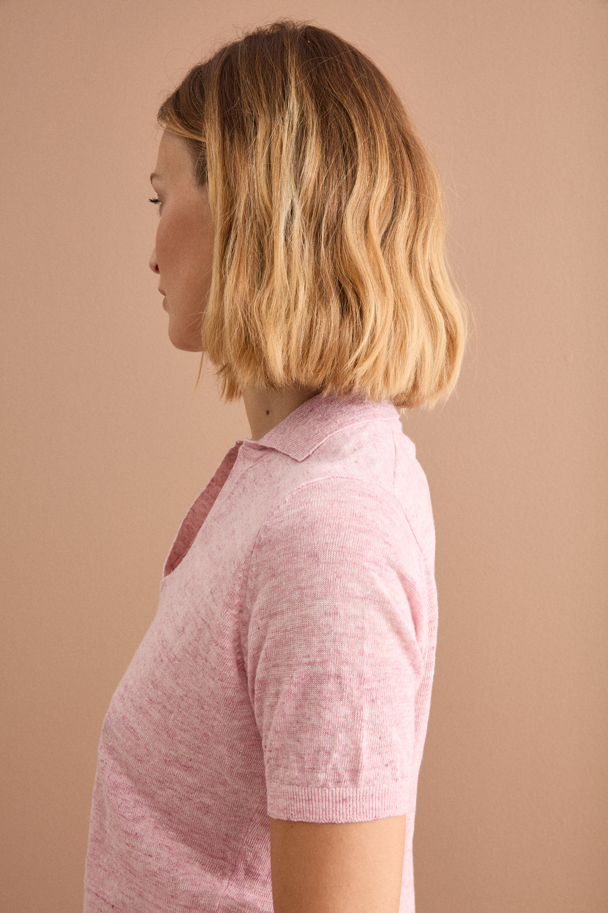 Polo Boxy Donna con Scollo a V - ROSA