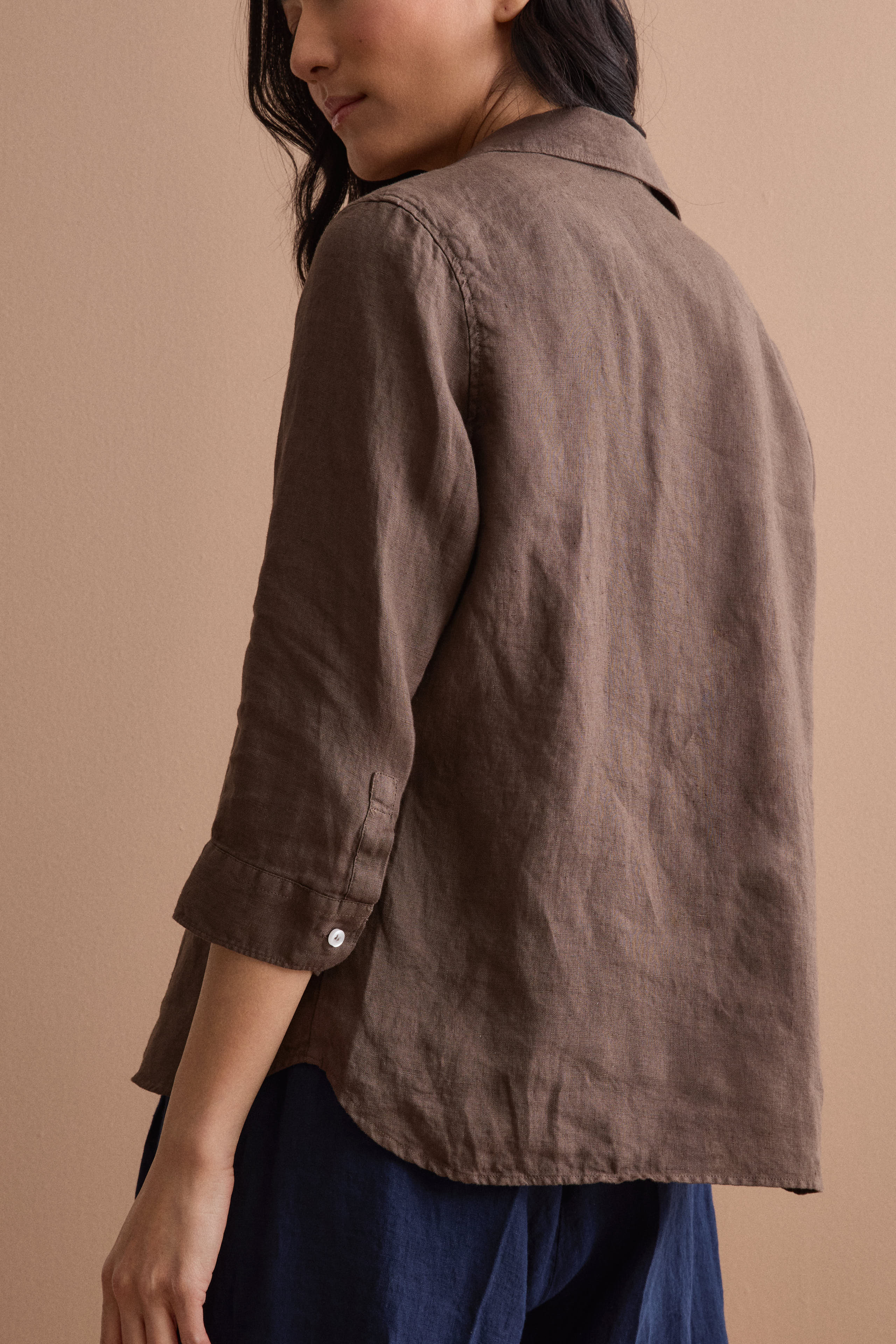 Camicia Over in Lino con Scollo Aperto - T.MORO
