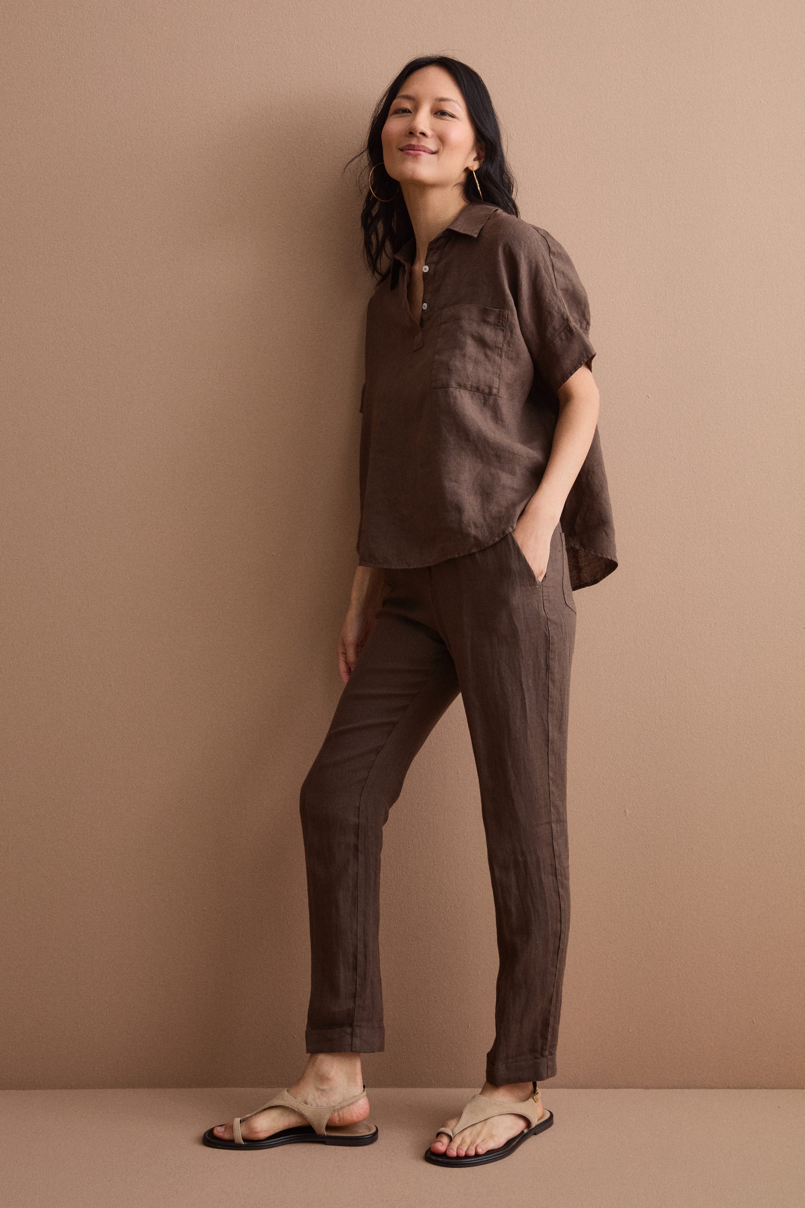Camicia Polo Over in Lino con Taschino - T.MORO
