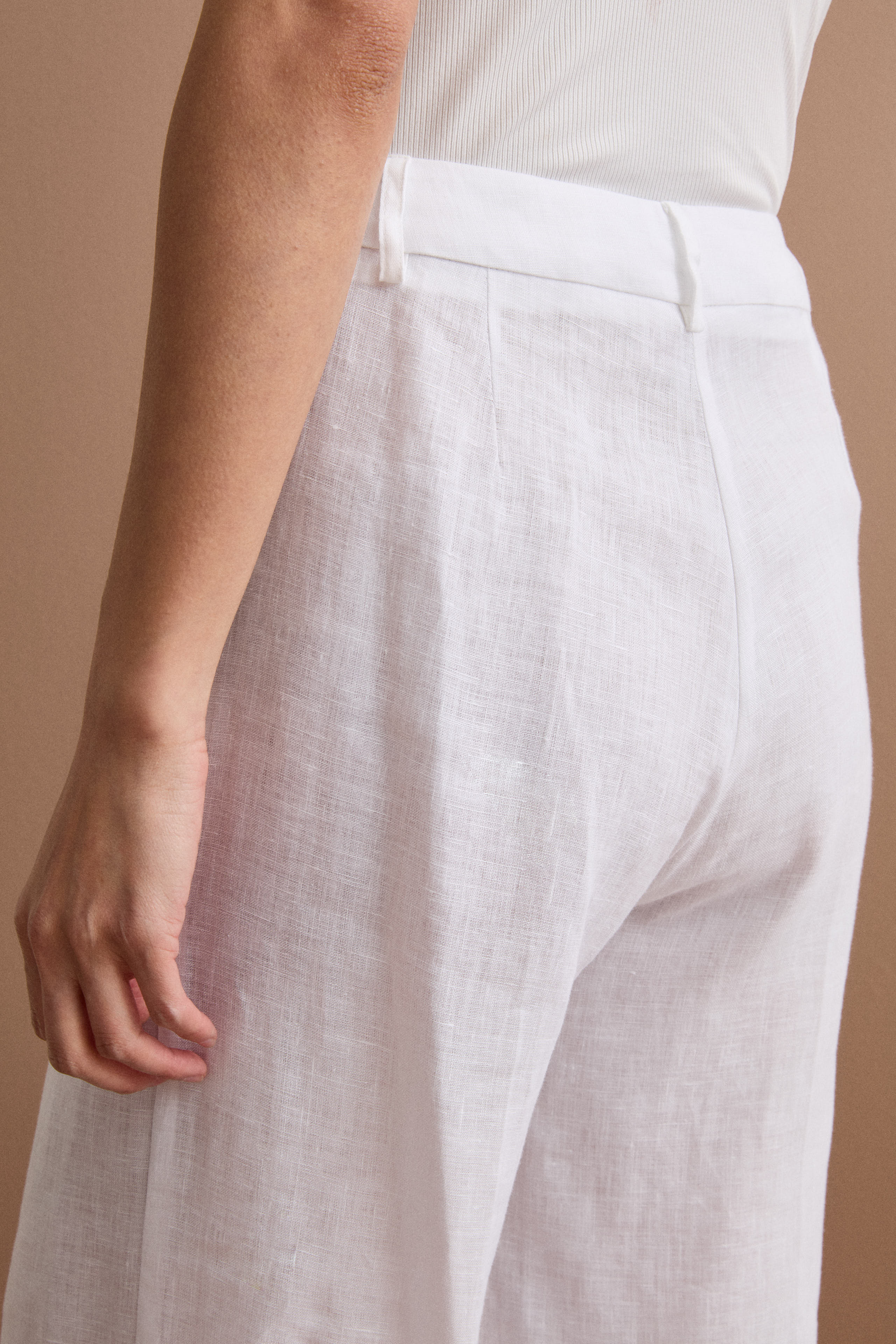 Pantalone Wide Leg in Lino - BIANCO