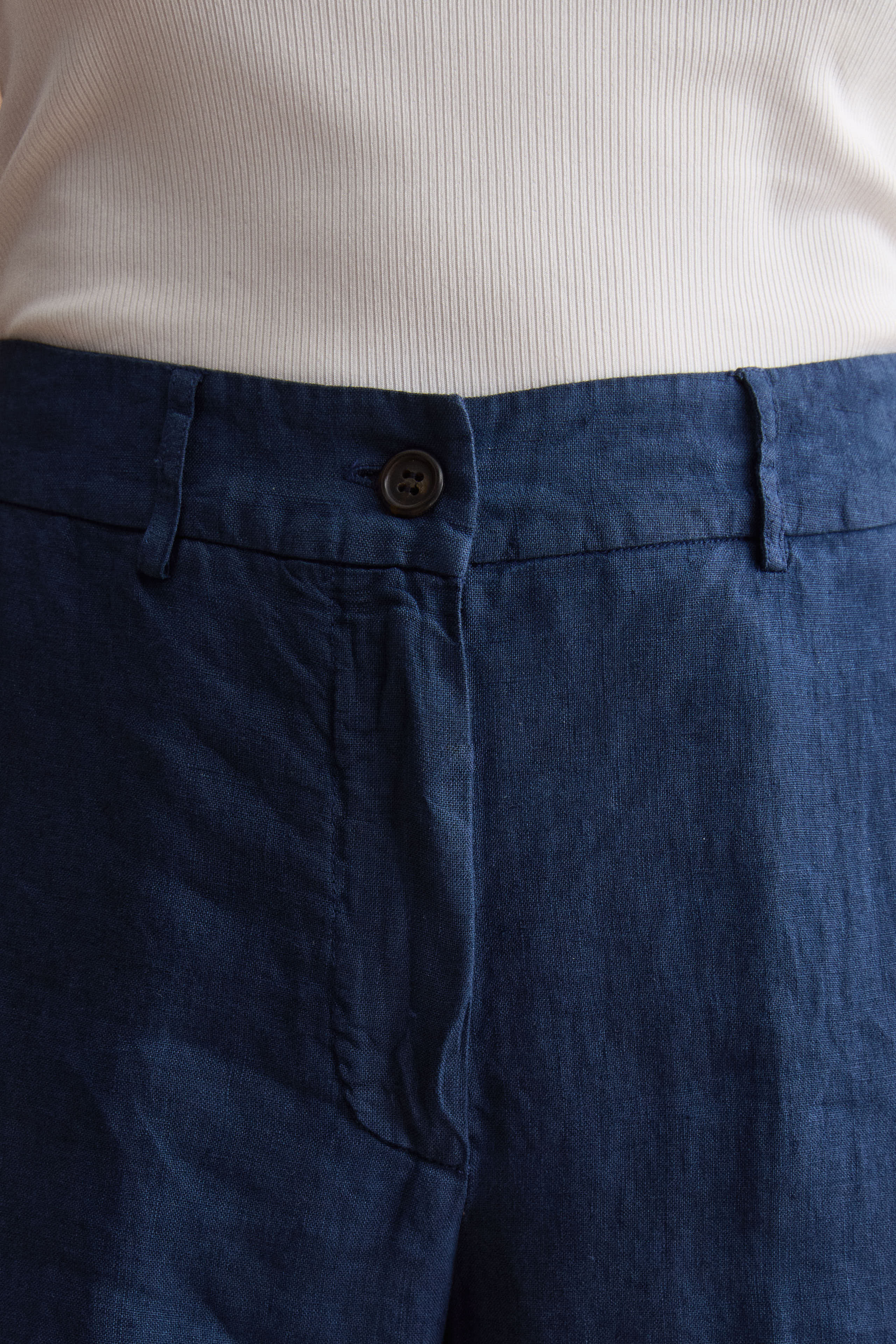 Pantalone Wide Leg in Lino - NAVY