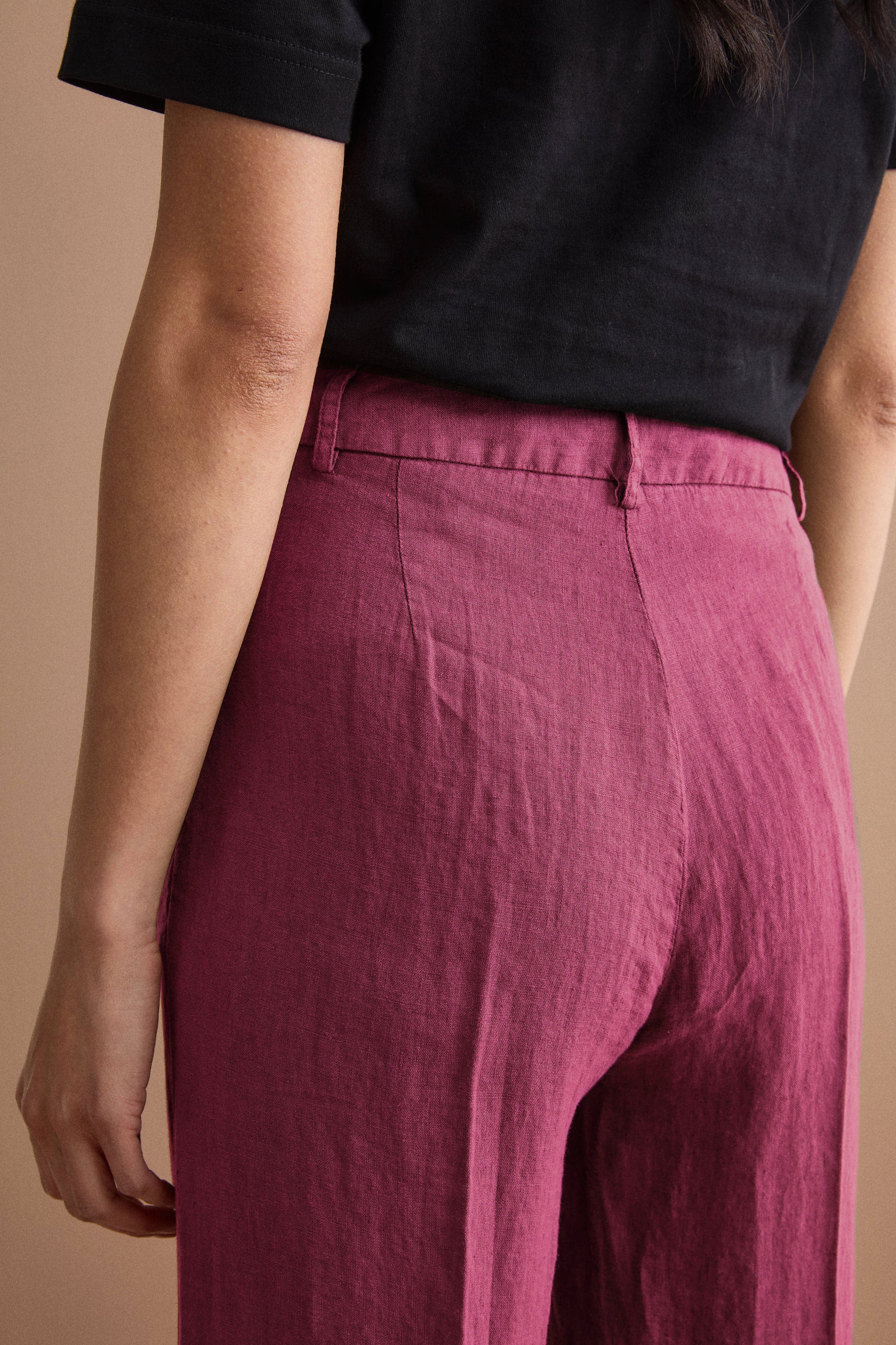 Pantalone Wide Leg in Lino - BORDEAUX
