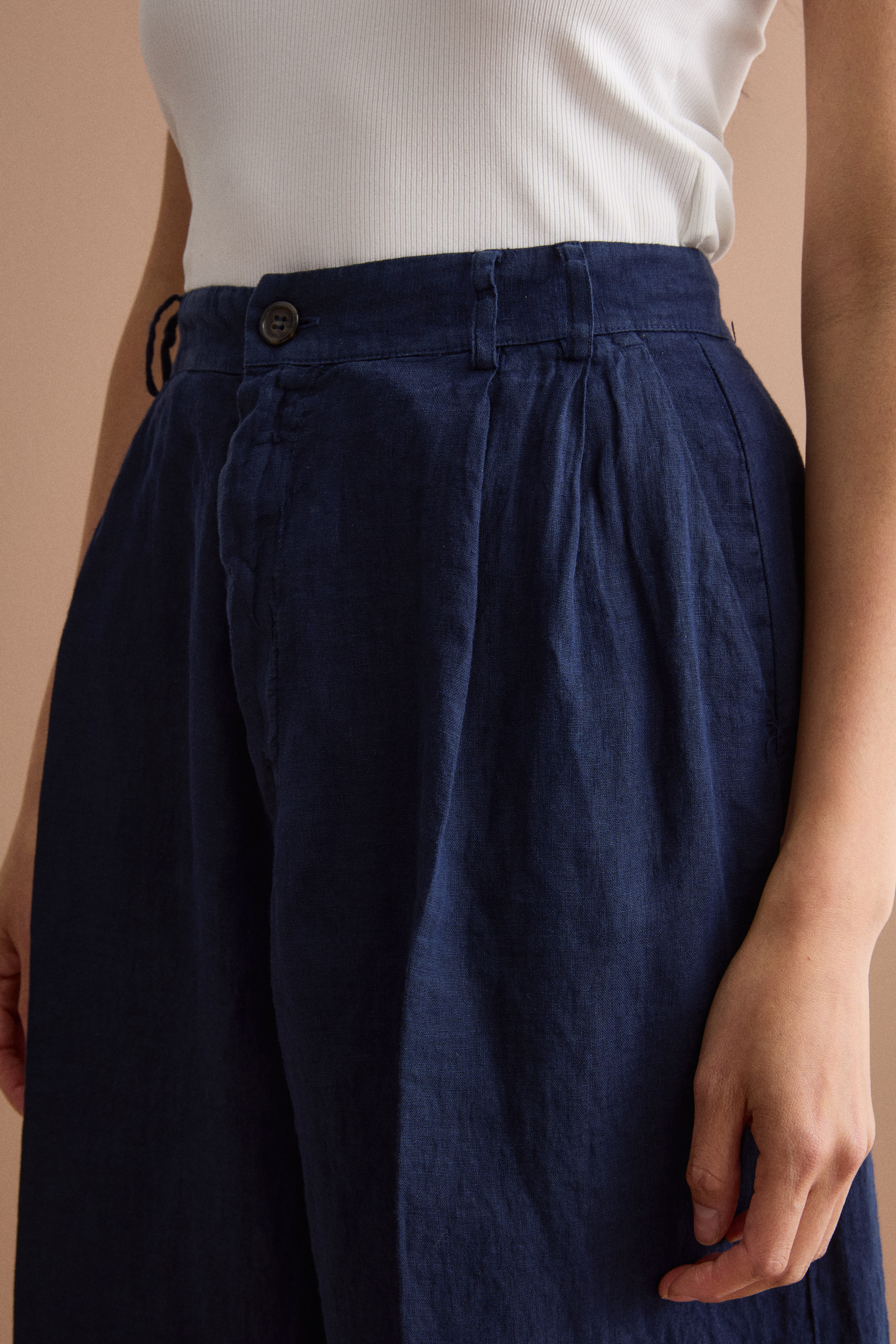 Jorts in Lino con Pinces - NAVY