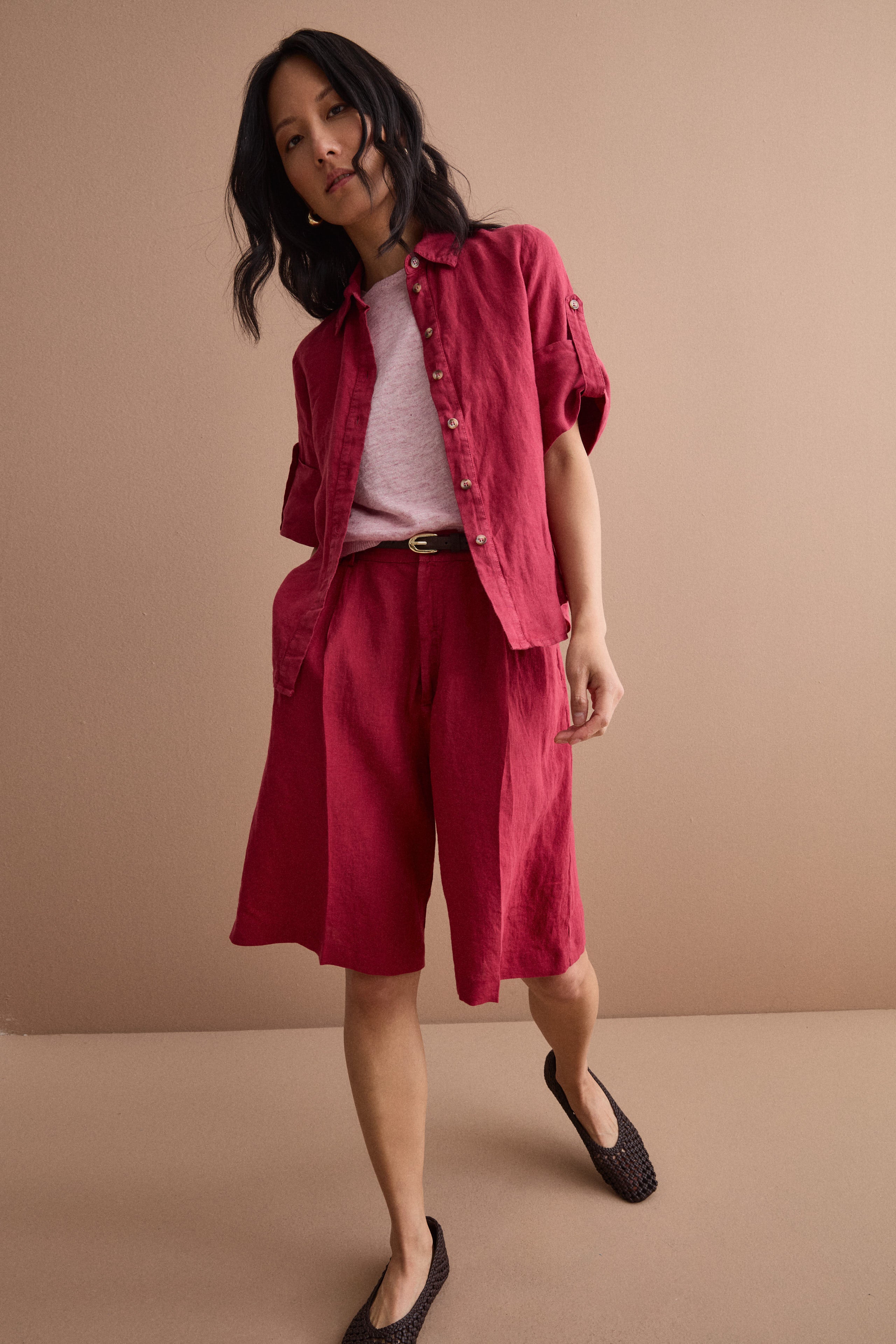 Jorts in Lino con Pinces - BORDEAUX