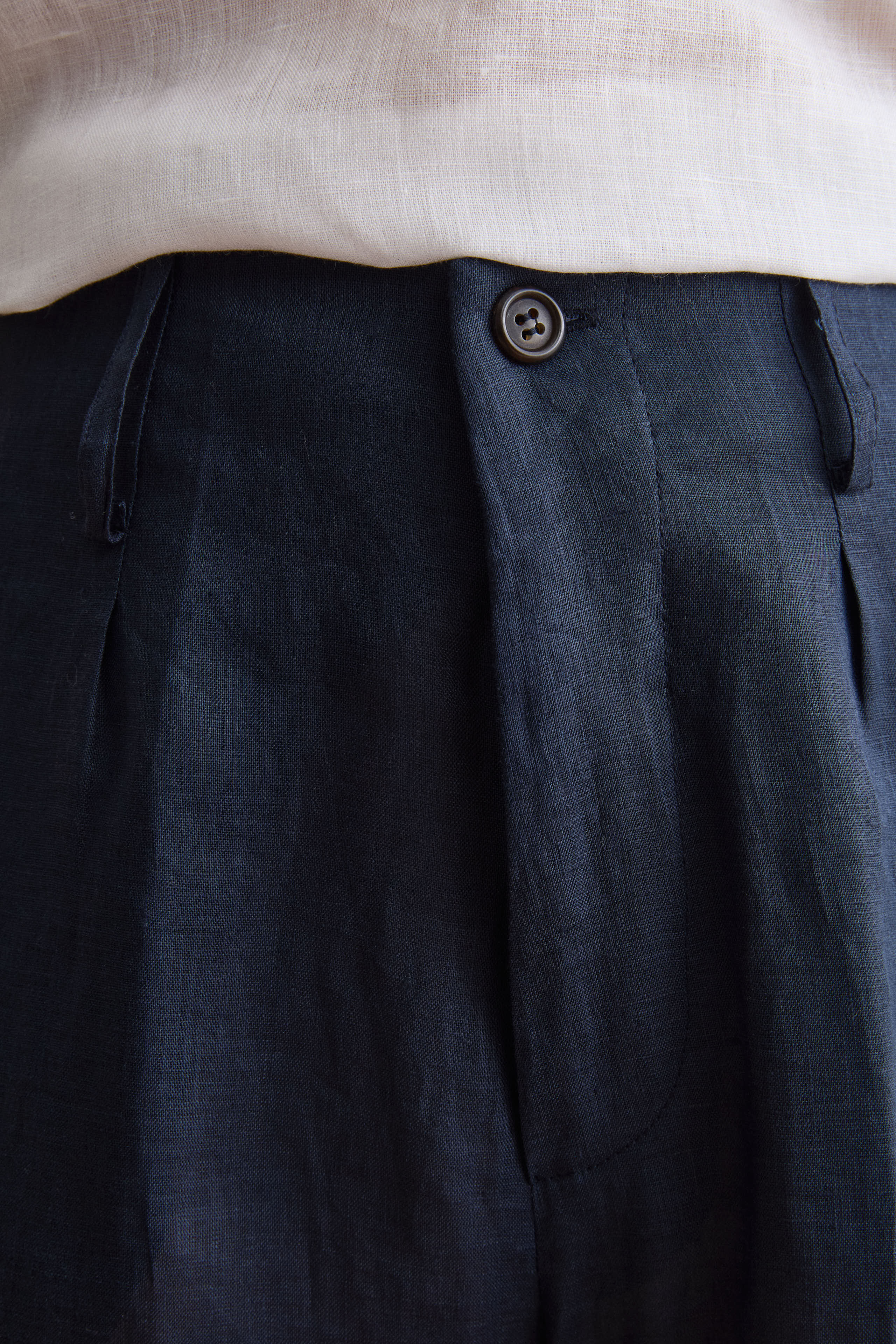 Pantalone Cargo in Lino con Pinces - NAVY
