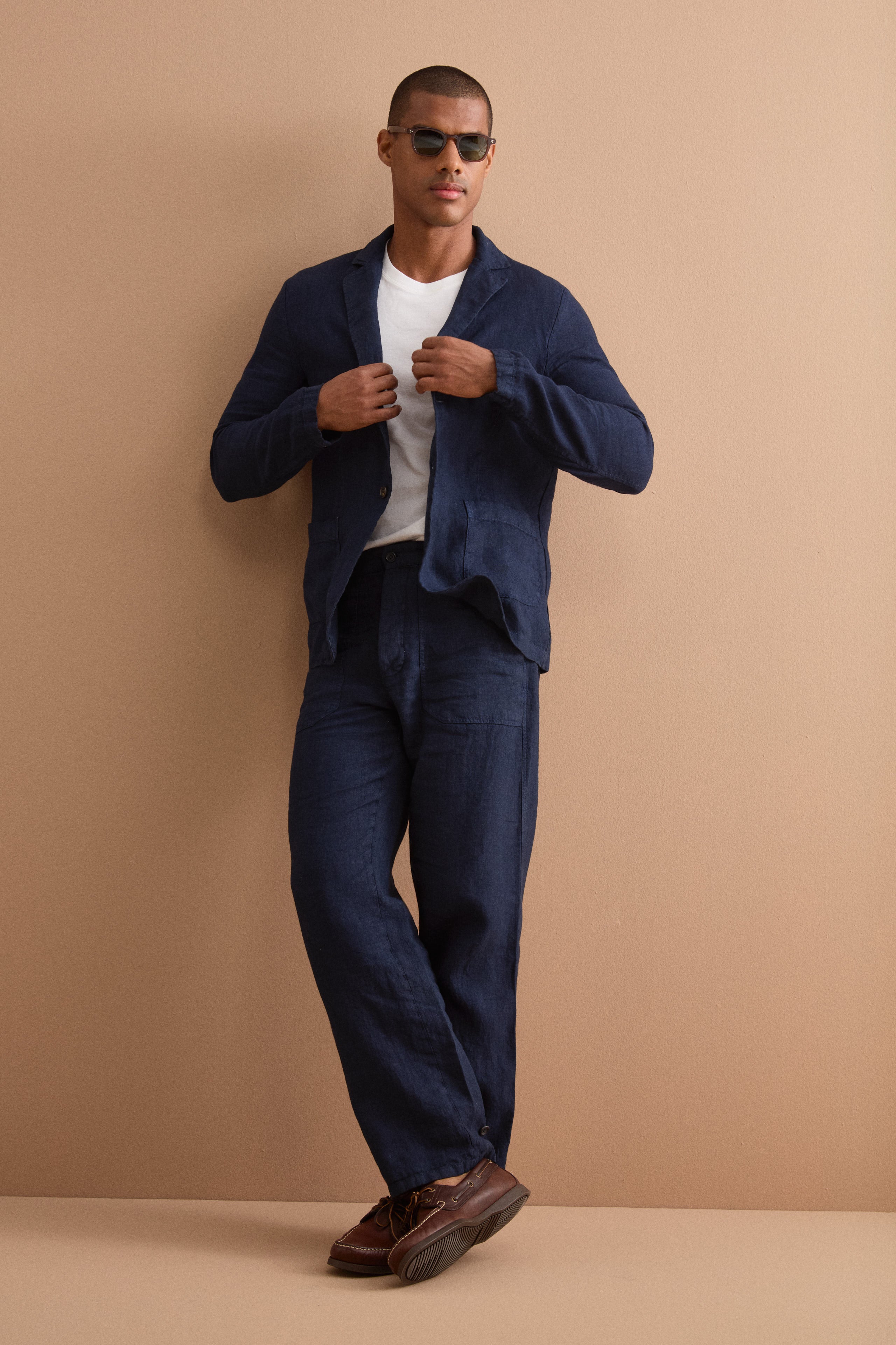 Giacca Regualar Fit Sfoderata in Lino - BLU