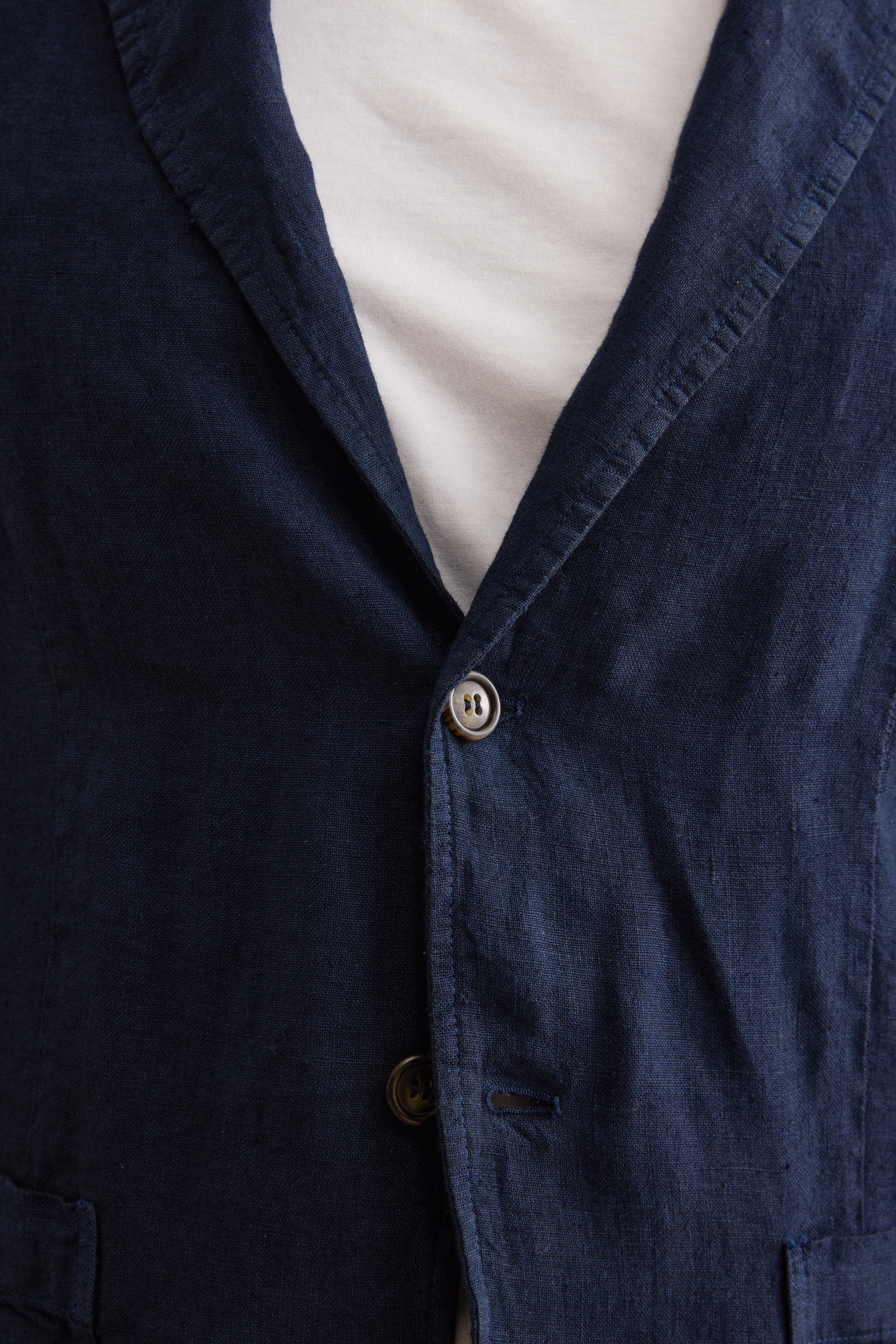 Giacca Regualar Fit Sfoderata in Lino - BLU